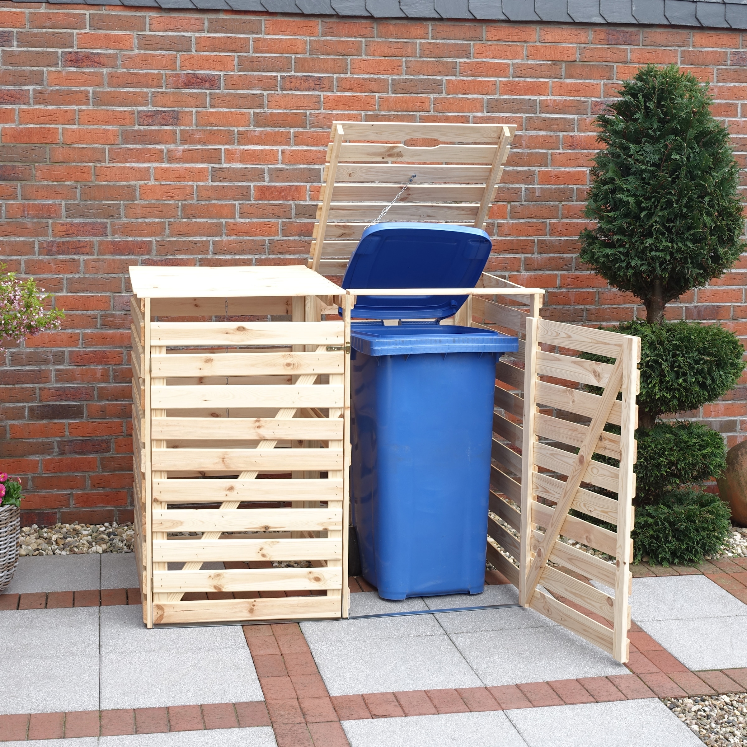 promadino Mülltonnenbox »Vario V« für 2 Tonnen, robust aus zertifiziertem Kiefernholz