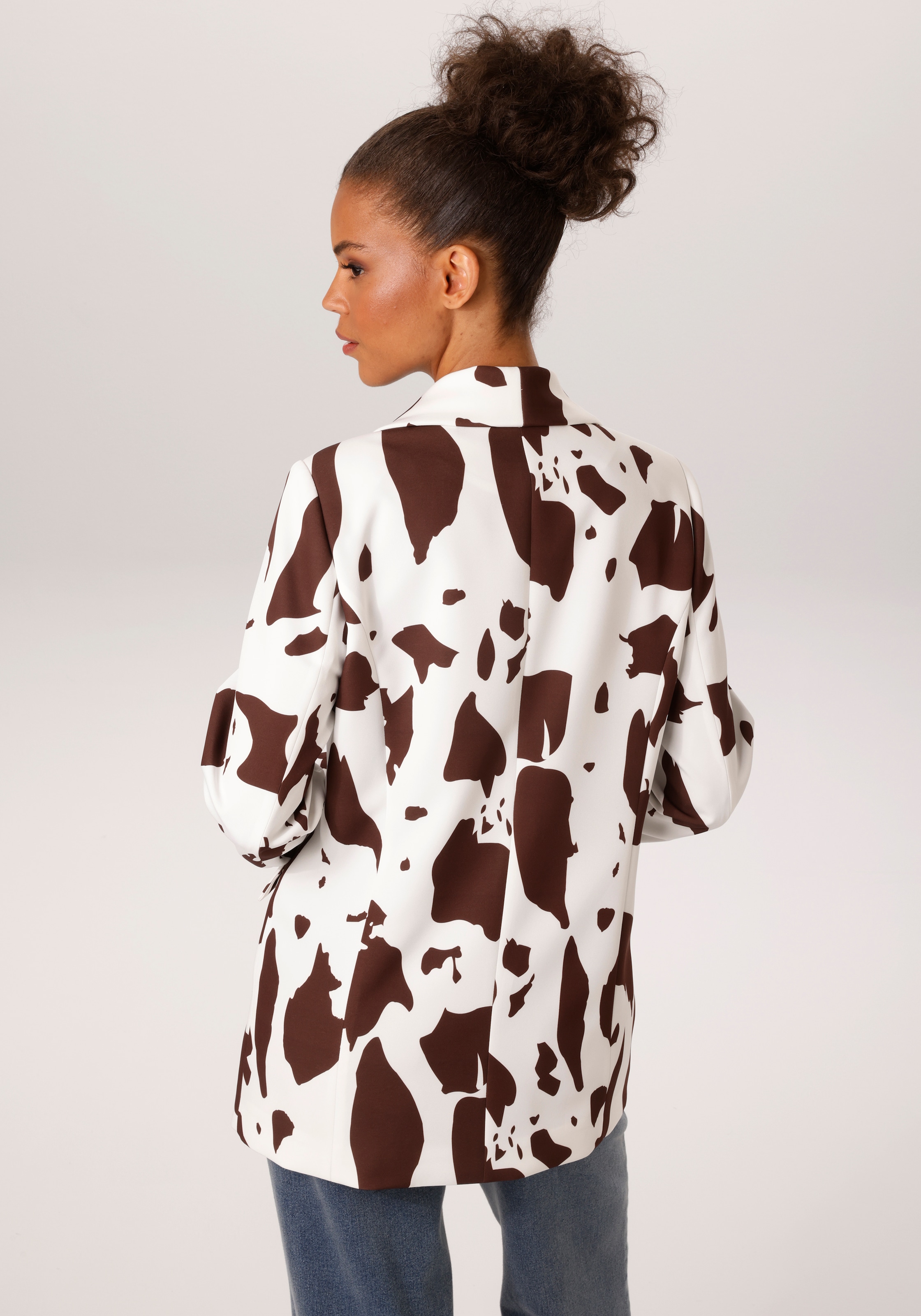 Aniston CASUAL Longblazer mit topaktuellen Kuh-Flecken -jedes Teil ein Unikat - NEUE KOLLEKTION