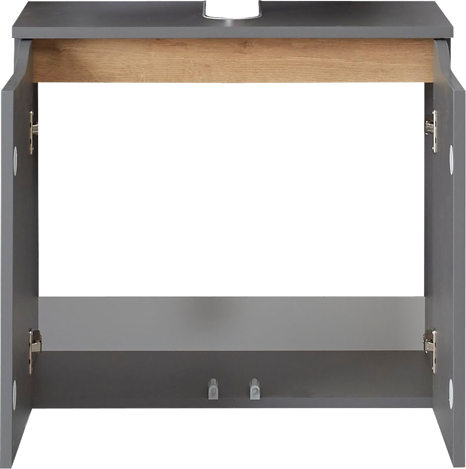 Saphir Waschbeckenunterschrank »Quickset Unterbeckenschrank, 60 cm breit, 2 Türen«, Waschbeckenschrank mit Siphonausschnitt, ohne Waschbecken, grifflos