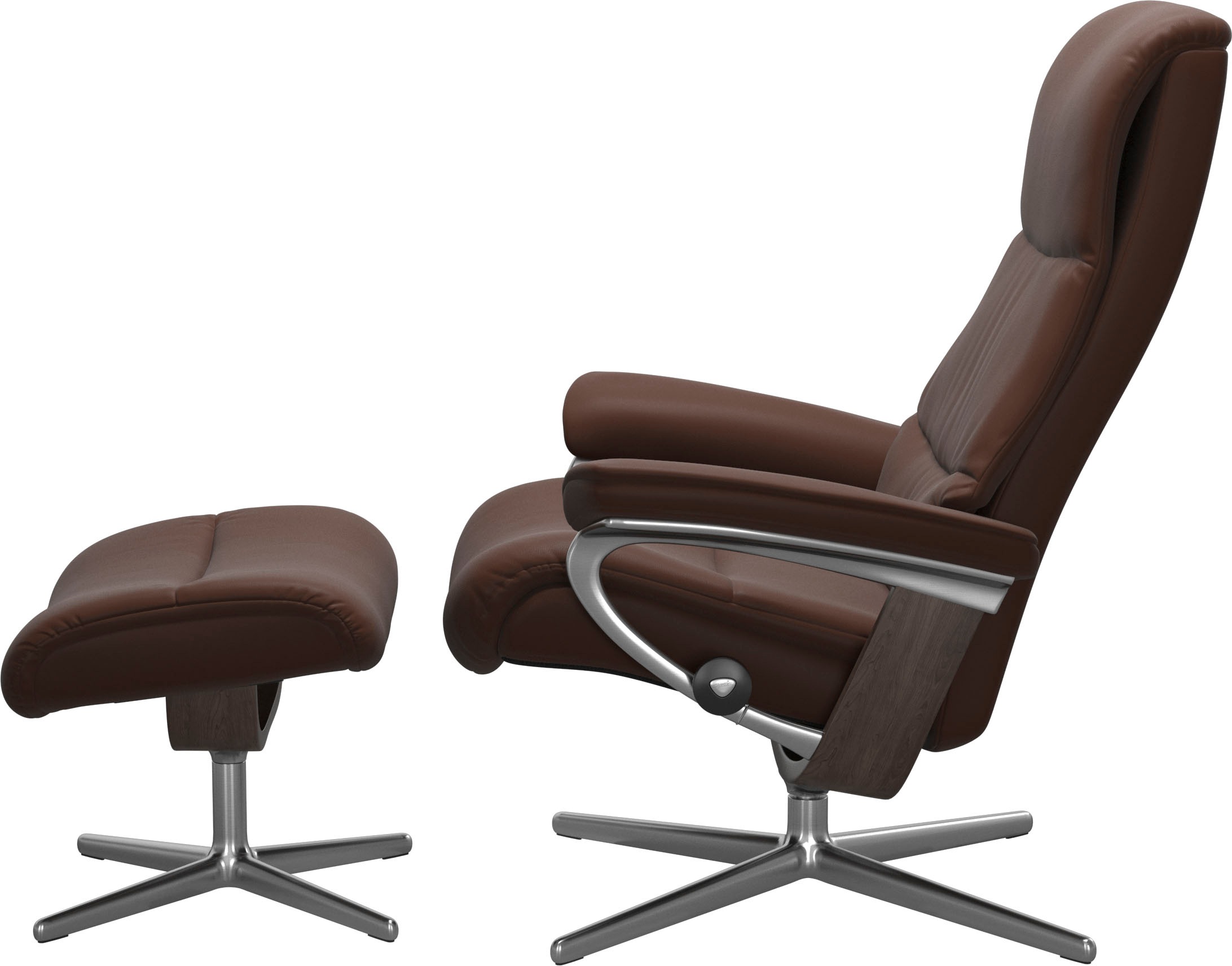 Stressless® Relaxsessel »View«, (Set, Relaxsessel mit Hocker), mit Hocker, mit Cross Base, Größe S, M & L, Holzakzent Wenge