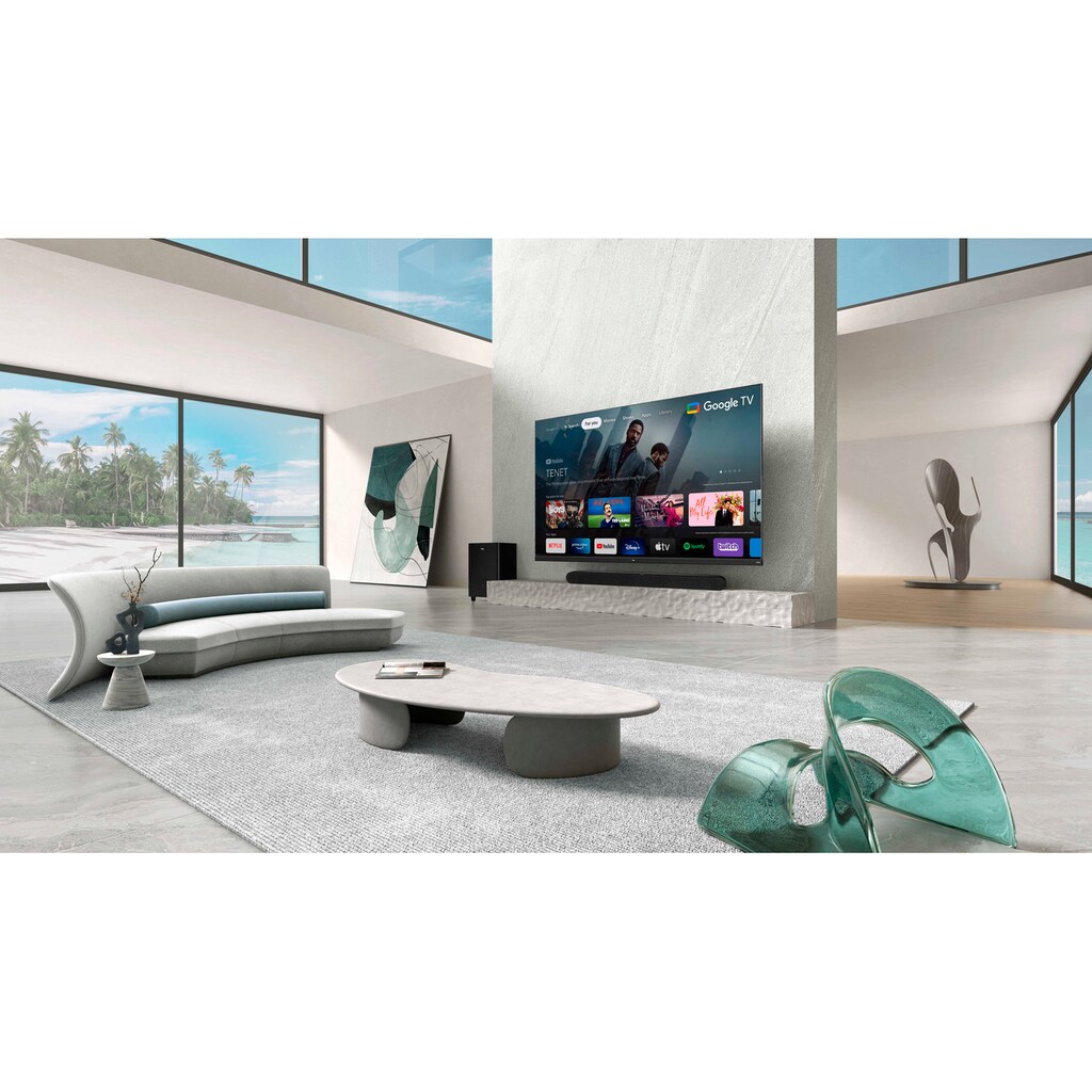 TCL QLED Mini LED-Fernseher »75C935X2«, 189 cm/75 Zoll, 4K Ultra HD, Google TV-Smart-TV, 2500nits, HDR Extreme, Dolby Atmos, HDMI 2.1, ONKYO-Soundbar