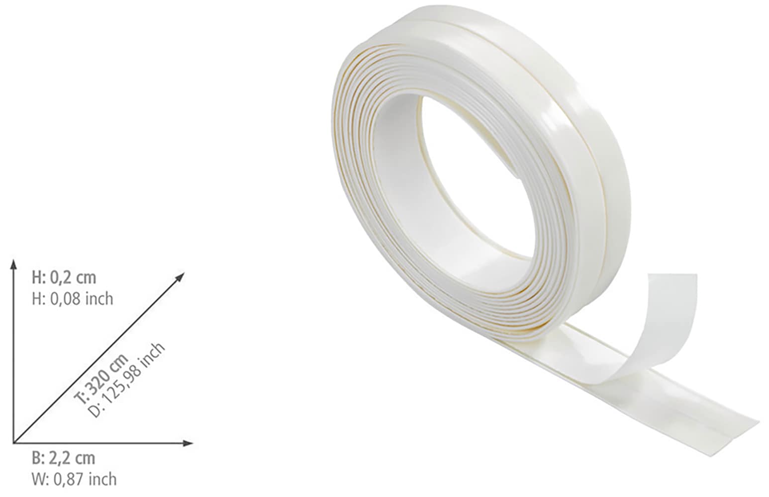 WENKO Dichtungsband, (Set, 2 St.), selbstklebend, 320x2,2 cm, für Badewanne, Dusche, Waschbecken