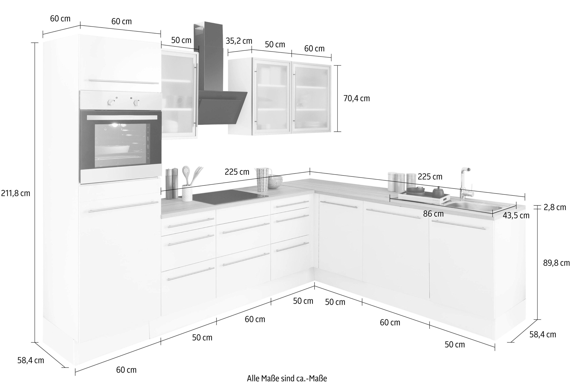 OPTIFIT Winkelküche wahlweise Stellbreite bestellen Rechnung 285x225 cm, E-Geräten mit auf »Bern«