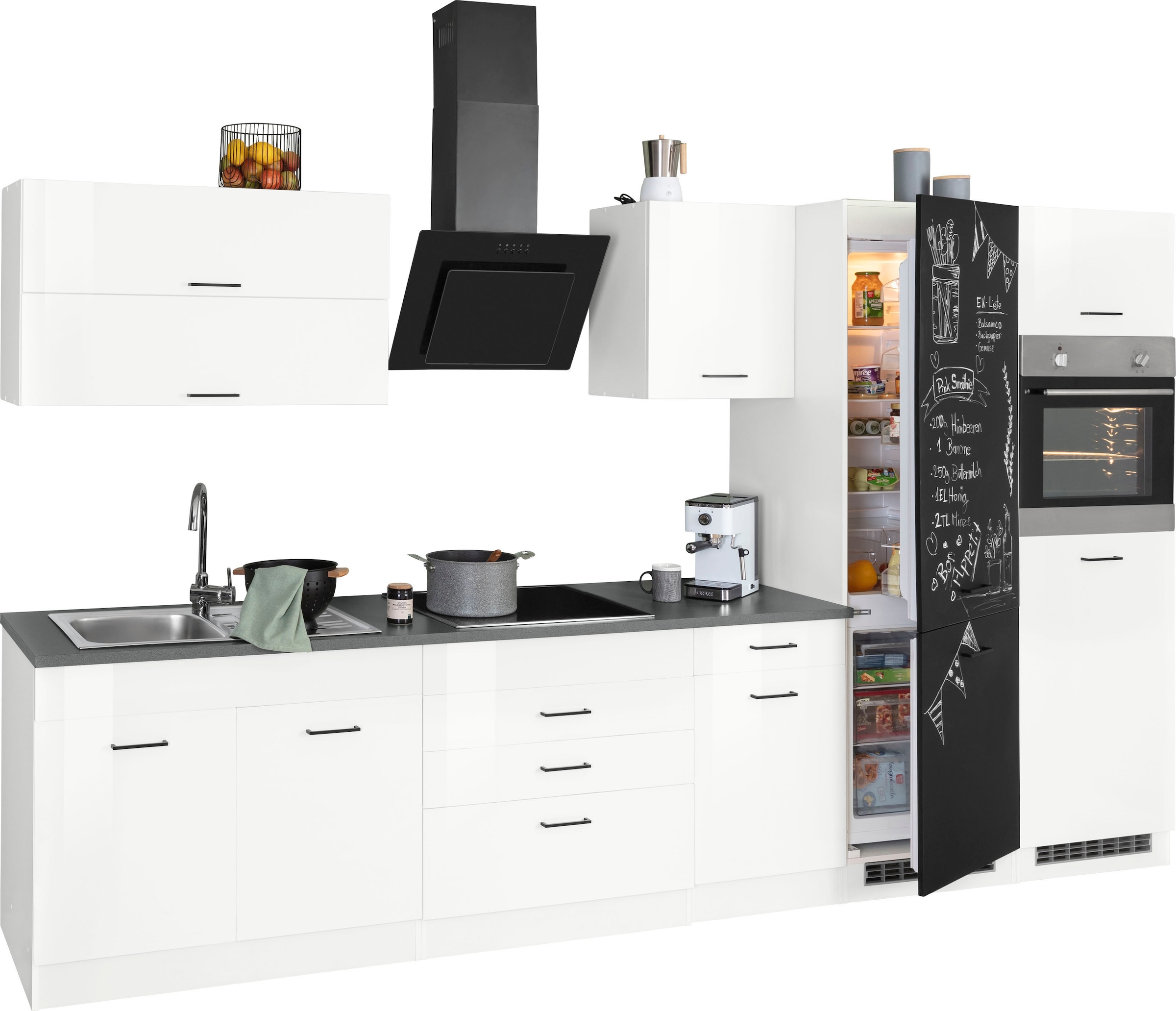KOCHSTATION Küchenzeile »KS-Trier« mit E-Geräten, Breite 350 cm