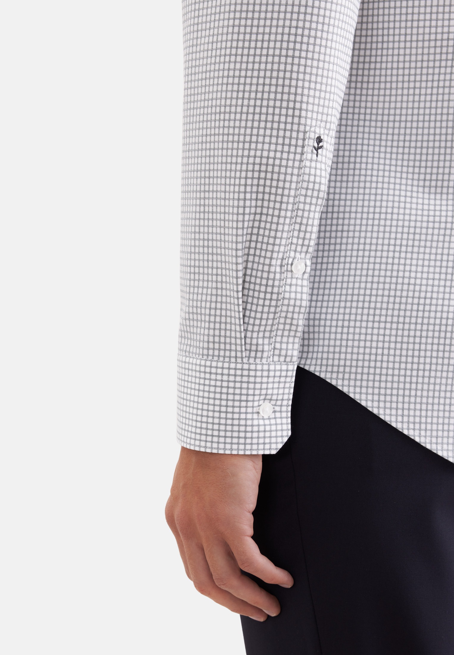 seidensticker Businesshemd »Schwarze Rose« Shaped 1/1 Button-Down-Kragen Karo