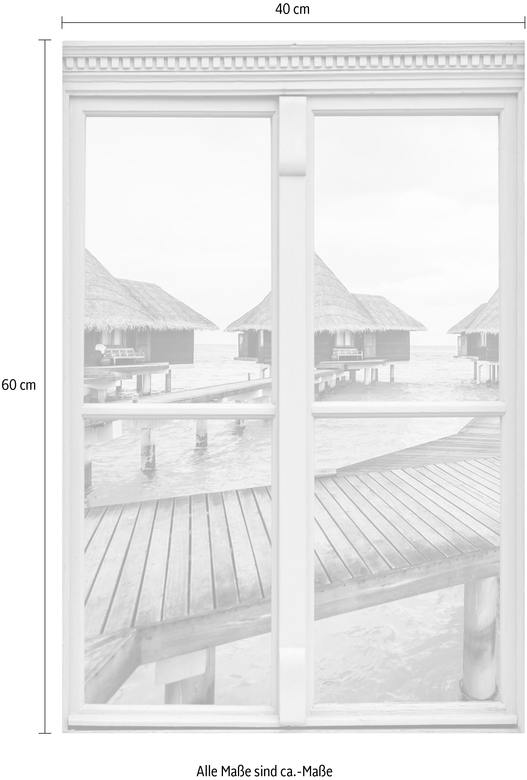 queence Wandsticker »Häuser im Wasser« Wandsticker, Wandbild, selbstklebend, 3D, Fenster