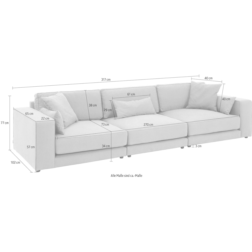 OTTO products Big-Sofa »Grenette«, Modulsofa, im Baumwoll-/Leinenmix oder umweltschoned aus recycelten Stoffen, Federkern