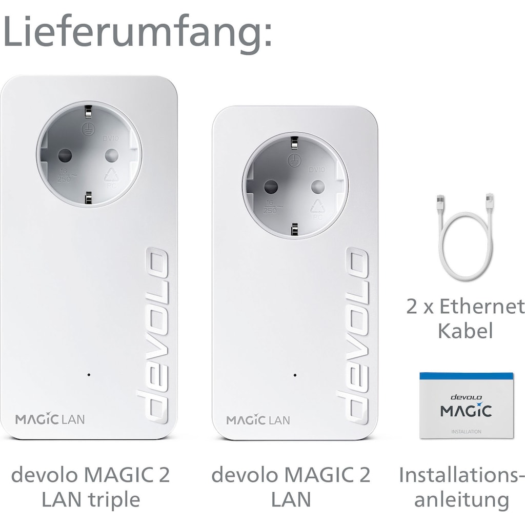 DEVOLO LAN-Router »Magic 2 LAN triple Starterkit (2400Mbit, 4x GbitLAN, Heimnetz)«