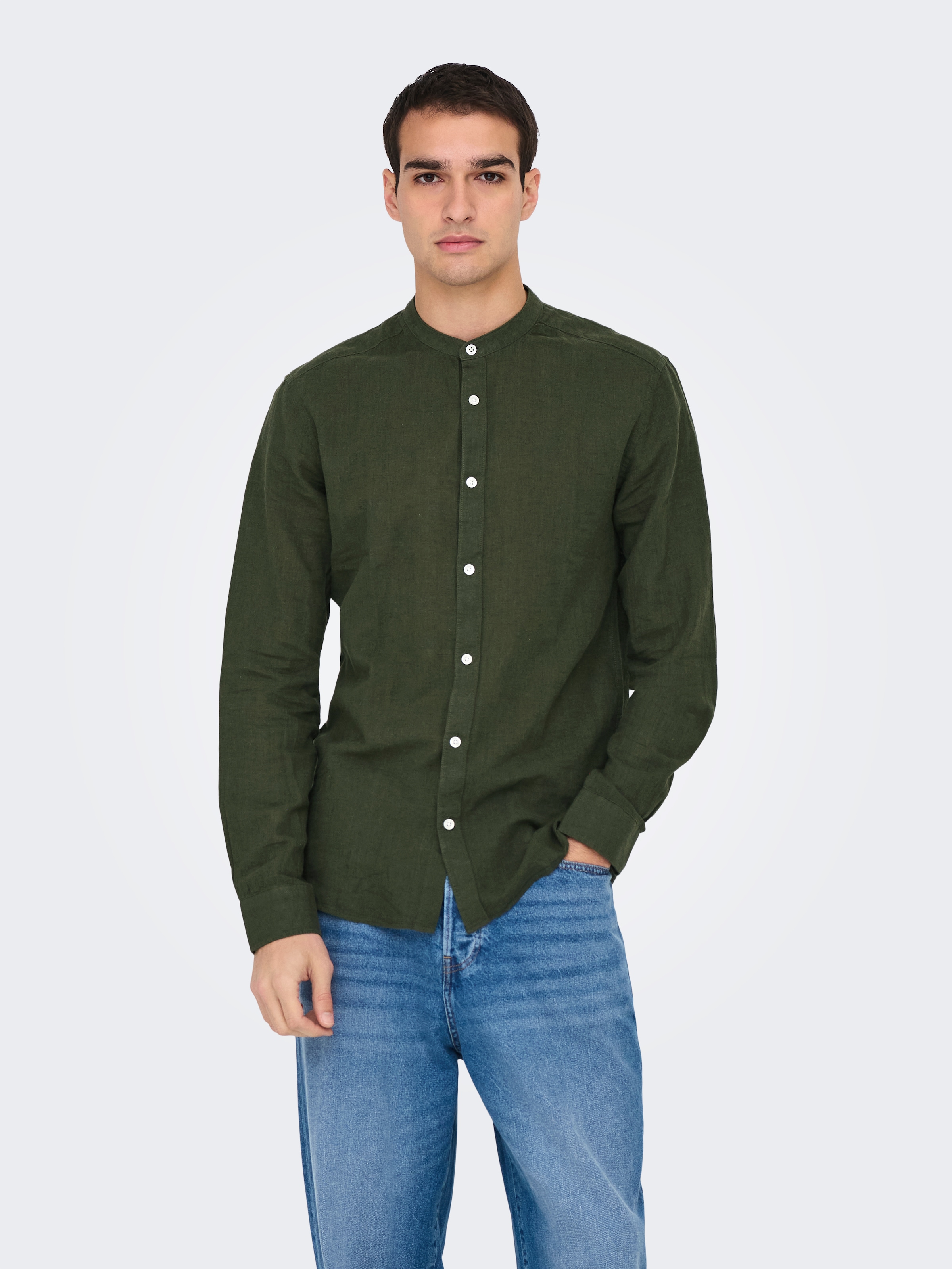 ONLY & SONS Langarmhemd »ONSCAIDEN LS SOLID LINEN MAO SHIRT NOOS«