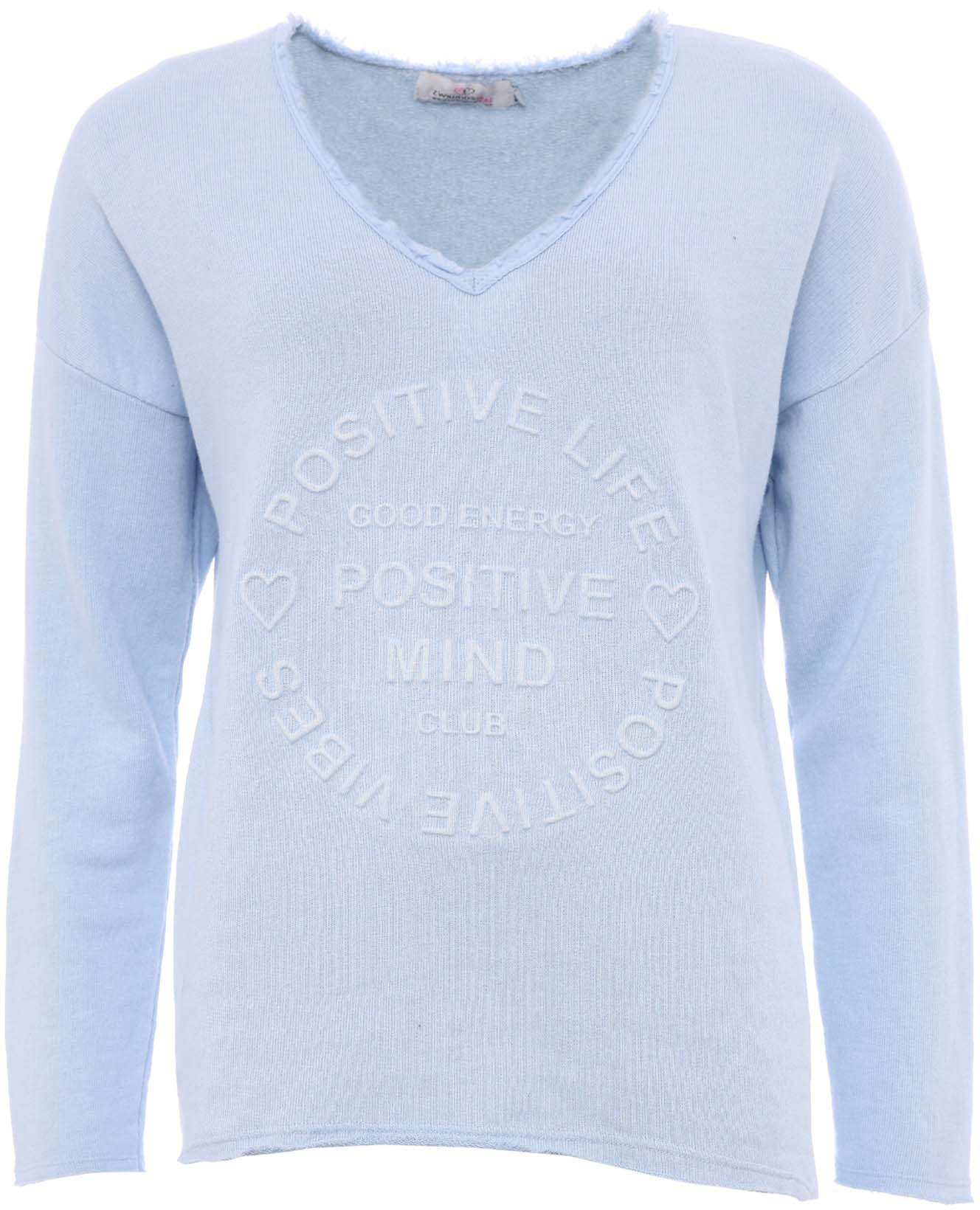 Zwillingsherz Sweatshirt »"Positive Mind"«, Mit V-Ausschnitt im Used Look und Stempeldruck