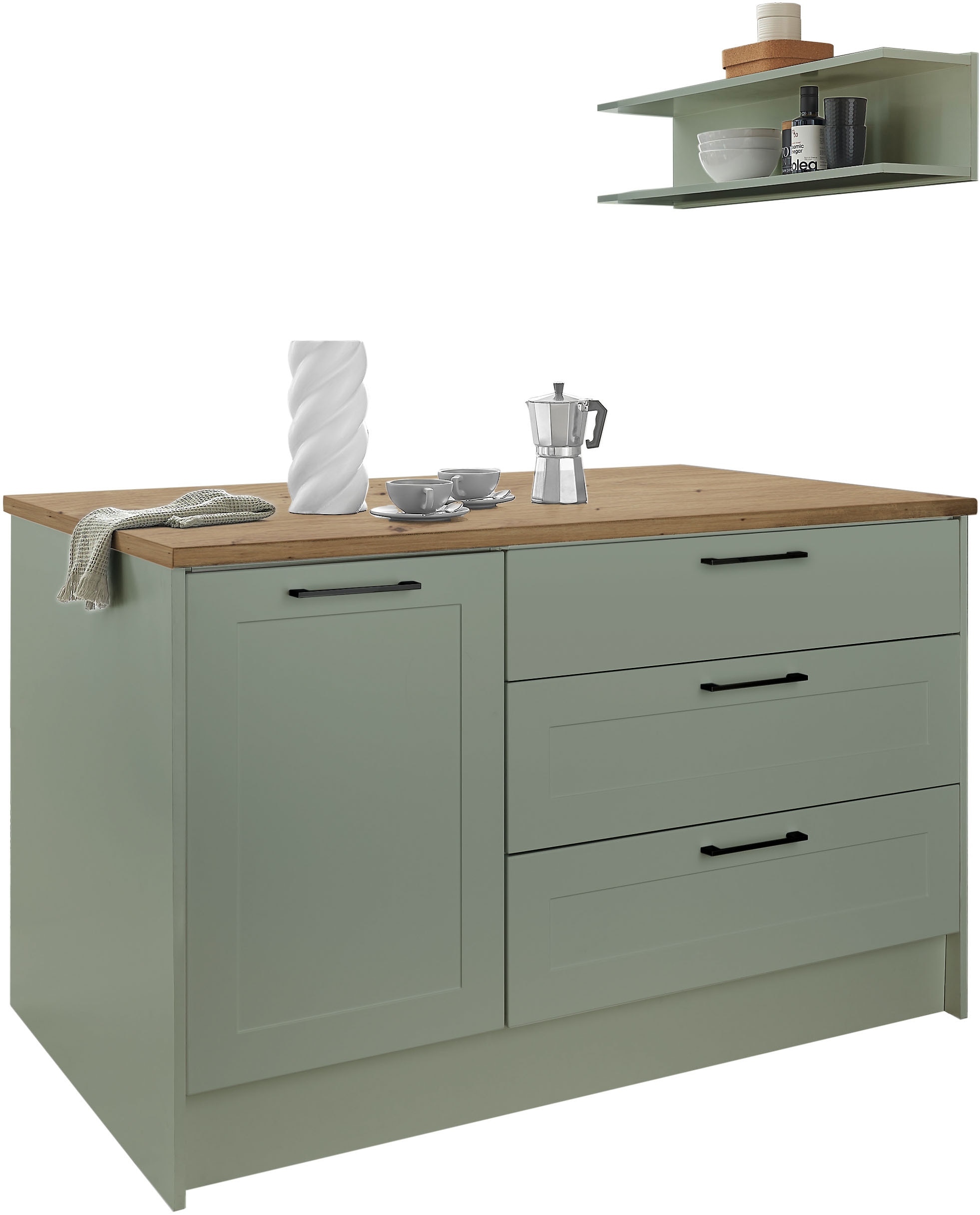 BASIC by Balculina Kücheninsel »Marsi« Breite 145 cm, Türen und Schubkästen Sofclose, beidseitig nutzbar