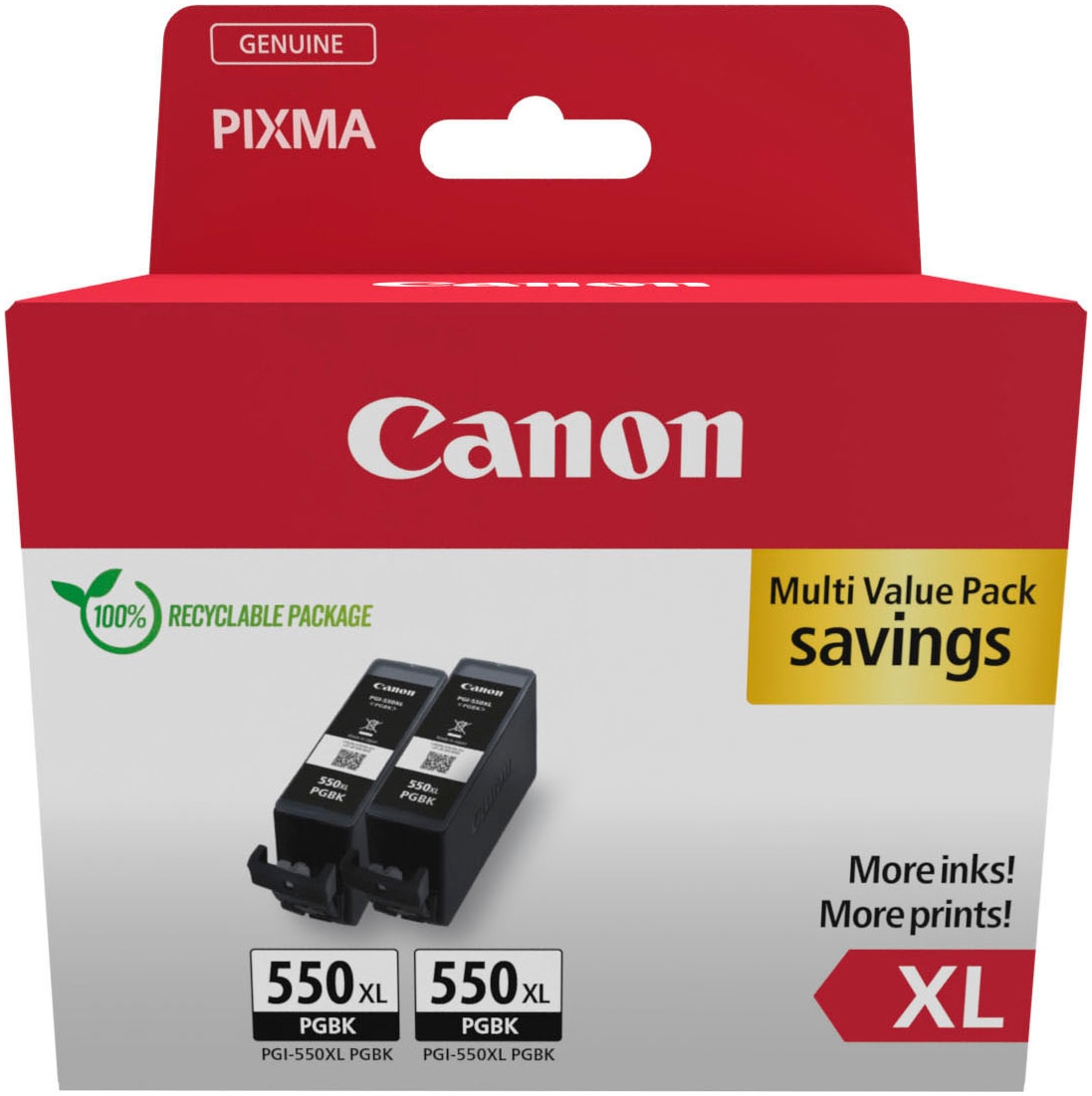 Canon Tintenpatrone »PGI-550XL (Doppelpack)«, (Packung, 2 St.)