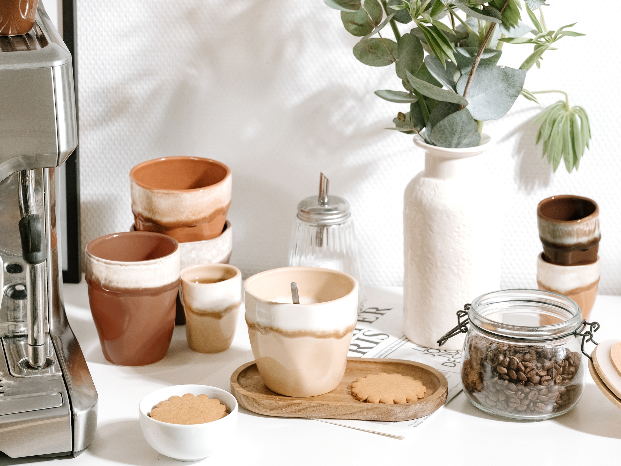 CreaTable Espressotasse »Squeezy Mocha Mousse, Espressobecher 4-tlg« Einzigartige Optik, Reaktivglasur