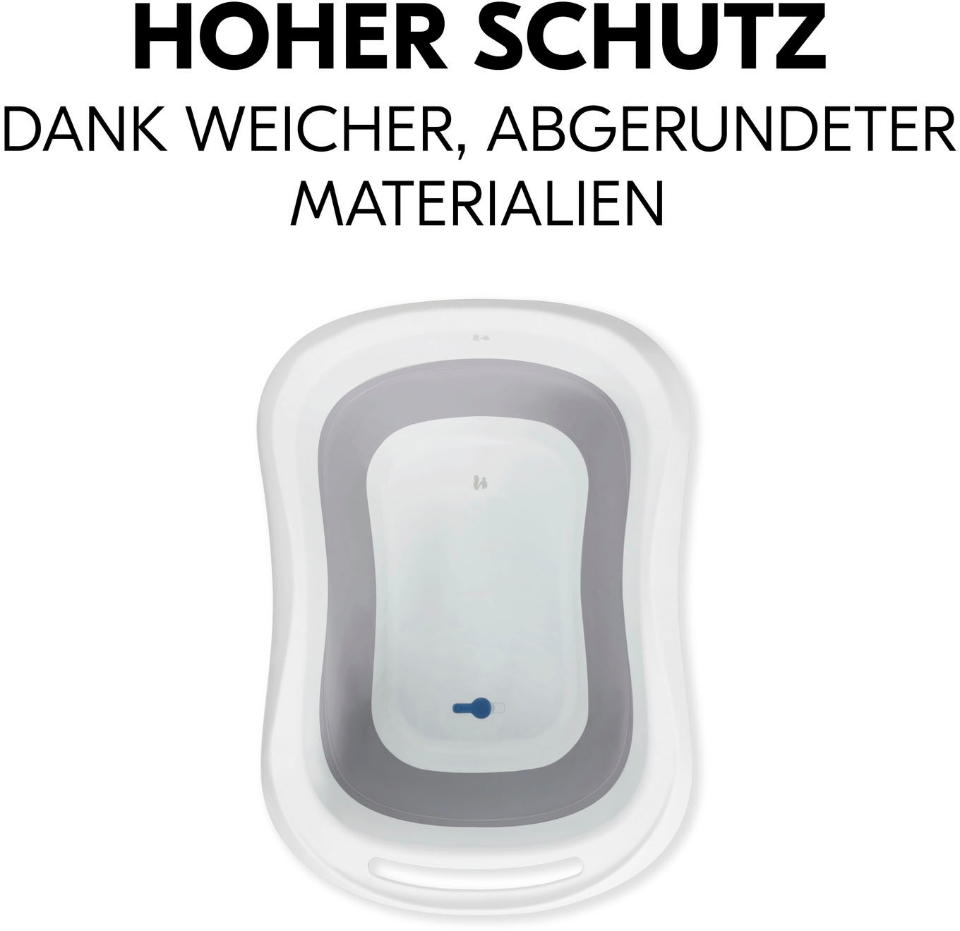 Hauck Babybadewanne »Wash N Fold L, White/Stone« Höhe 44 cm Standbeine | wärmeempfindlicher Ablaufstopfen | zusammenfaltbar Faltbadewanne mit Wassertemperaturmessung am Ablaufstopfen