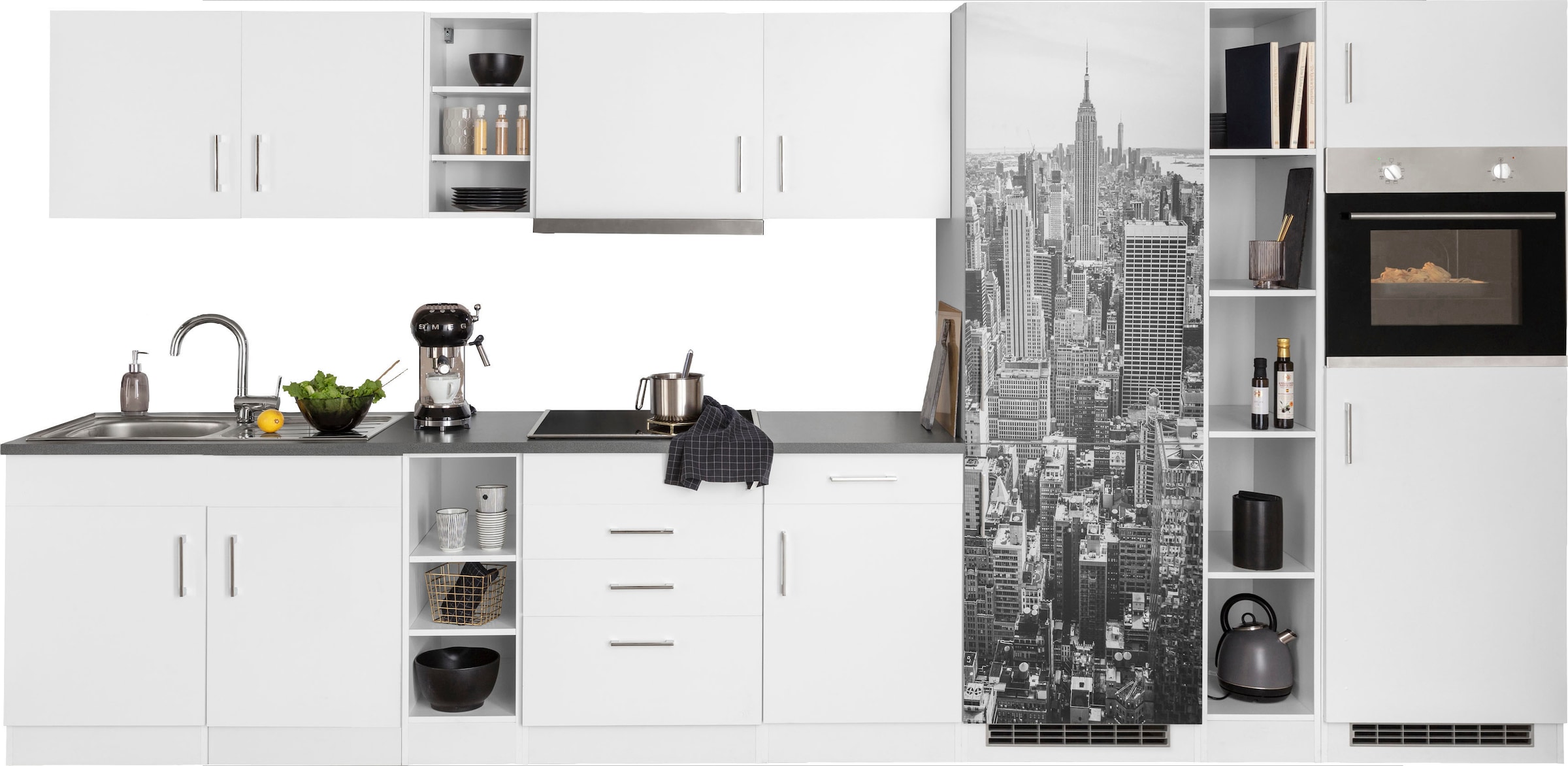 E-Geräten, Breite Raten »Paris«, mit Küchenzeile MÖBEL HELD auf mit 390 kaufen cm, großer Kühl-Gefrierkombination