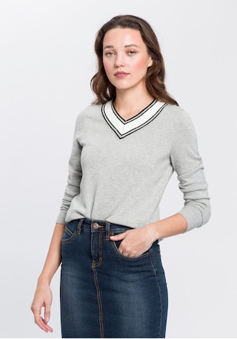 Arizona V-Ausschnitt-Pullover, Mit Kontrast-Besatz kaufen