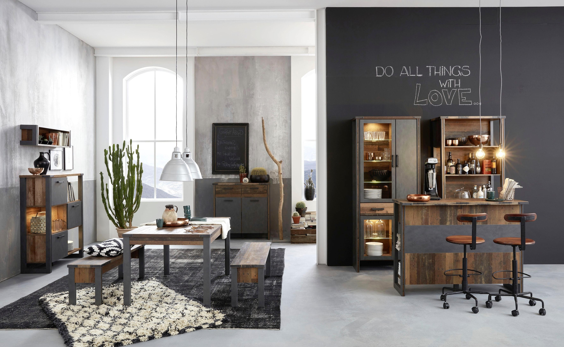 Home affaire Regal »Bristol«, Standregal im Industrial Style mit 3 offenen und geschlossenen Fächern