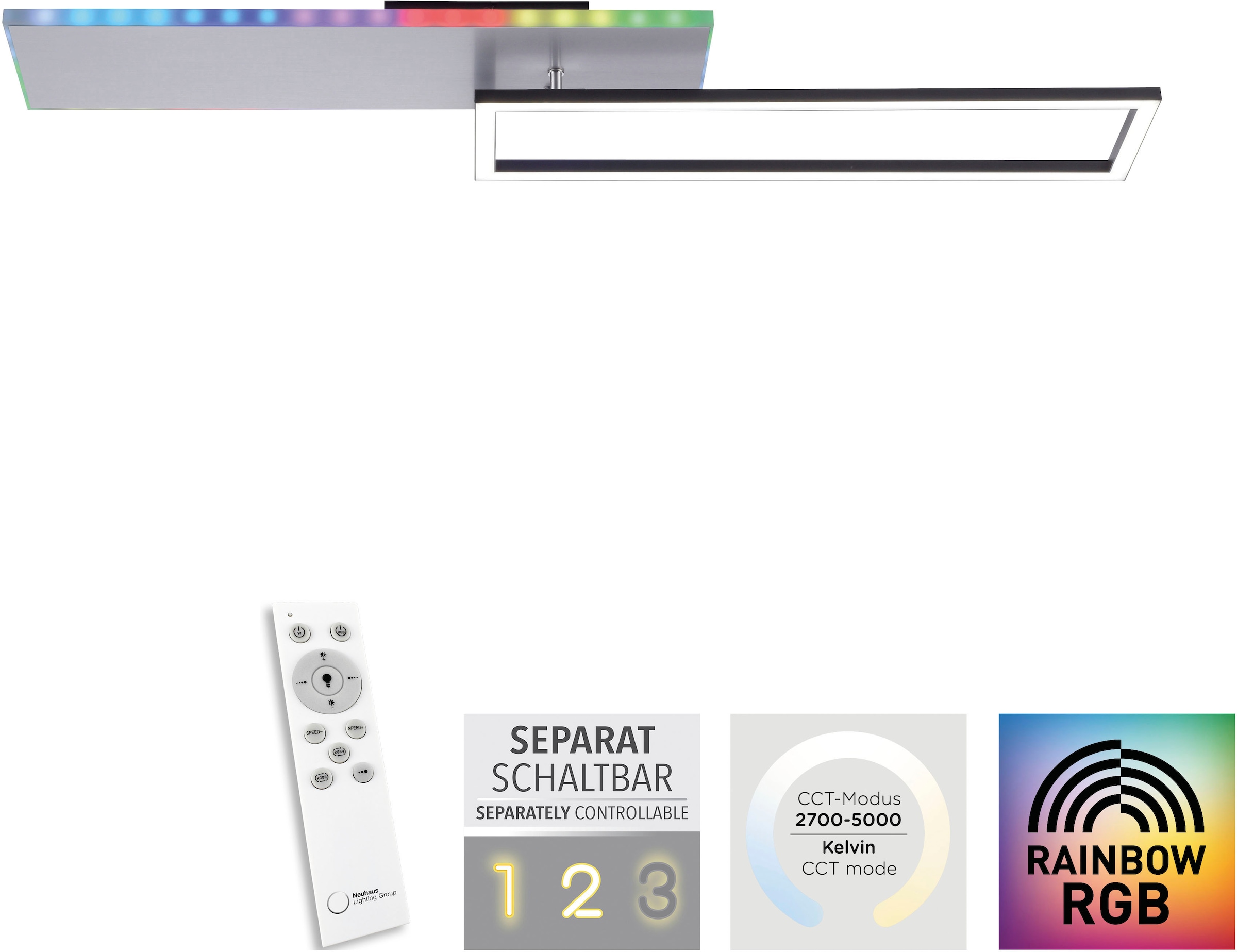 JUST LIGHT LED Deckenleuchte »RENDA«, 2 flammig, Leuchtmittel LED-Board-LED-Board | LED fest integriert-LED fest integriert