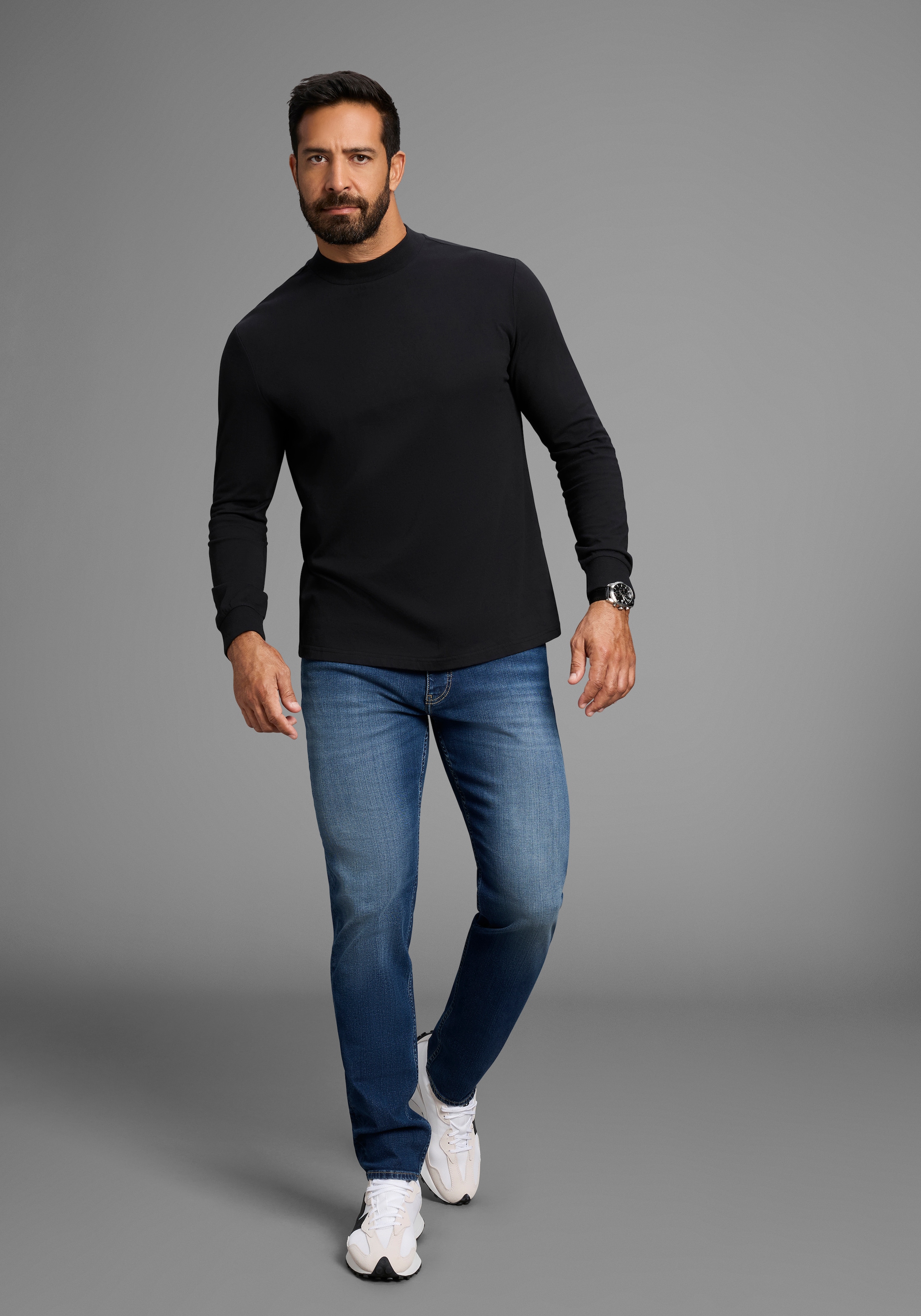 Man's World Stehkragenshirt »Neue Kollektion!« mit Bündchen