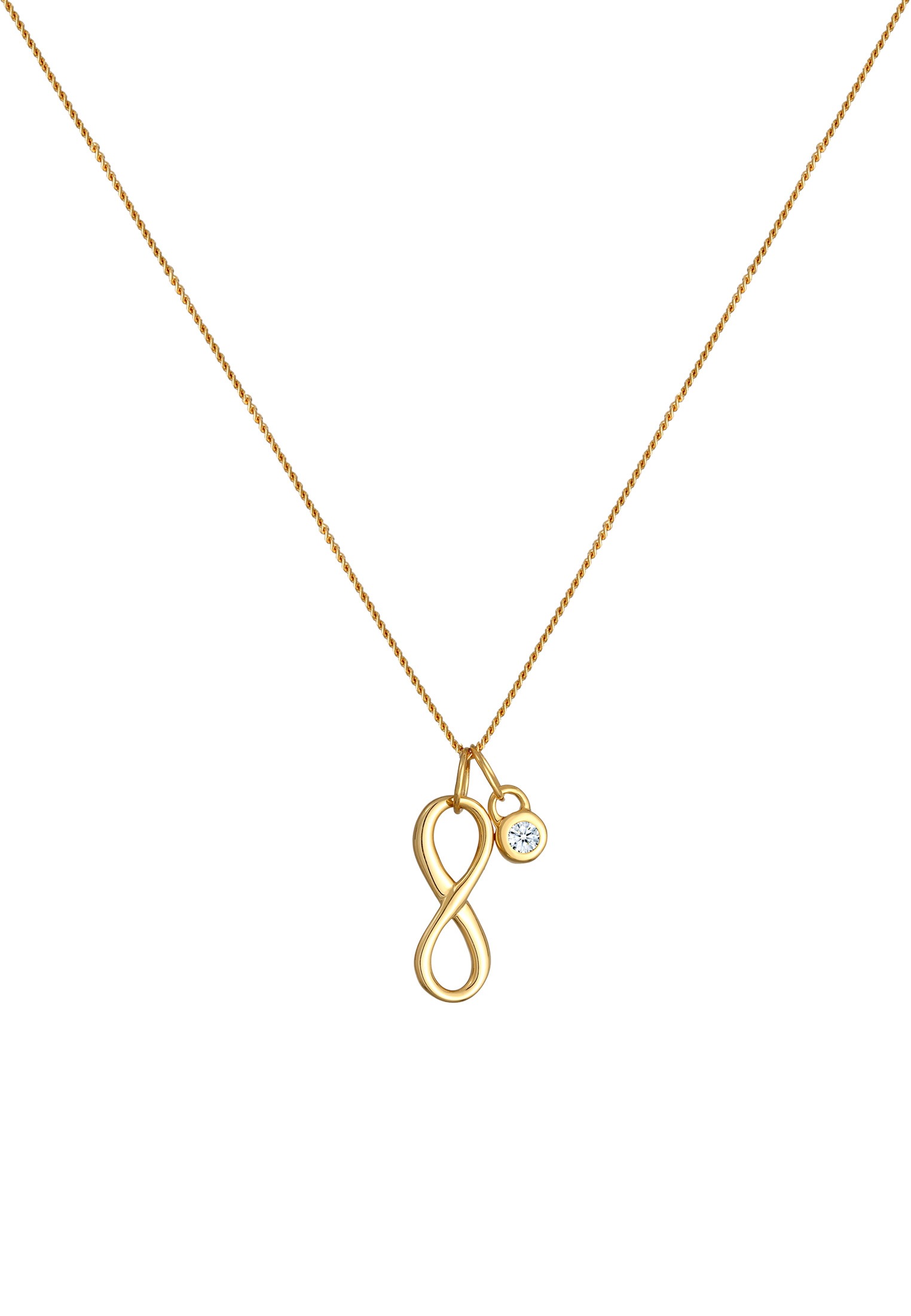 Elli DIAMONDS Silberkette »Halskette Infinity Diamant Weiß Brillantschliff (0.03 ct) 585 Gelbgold«