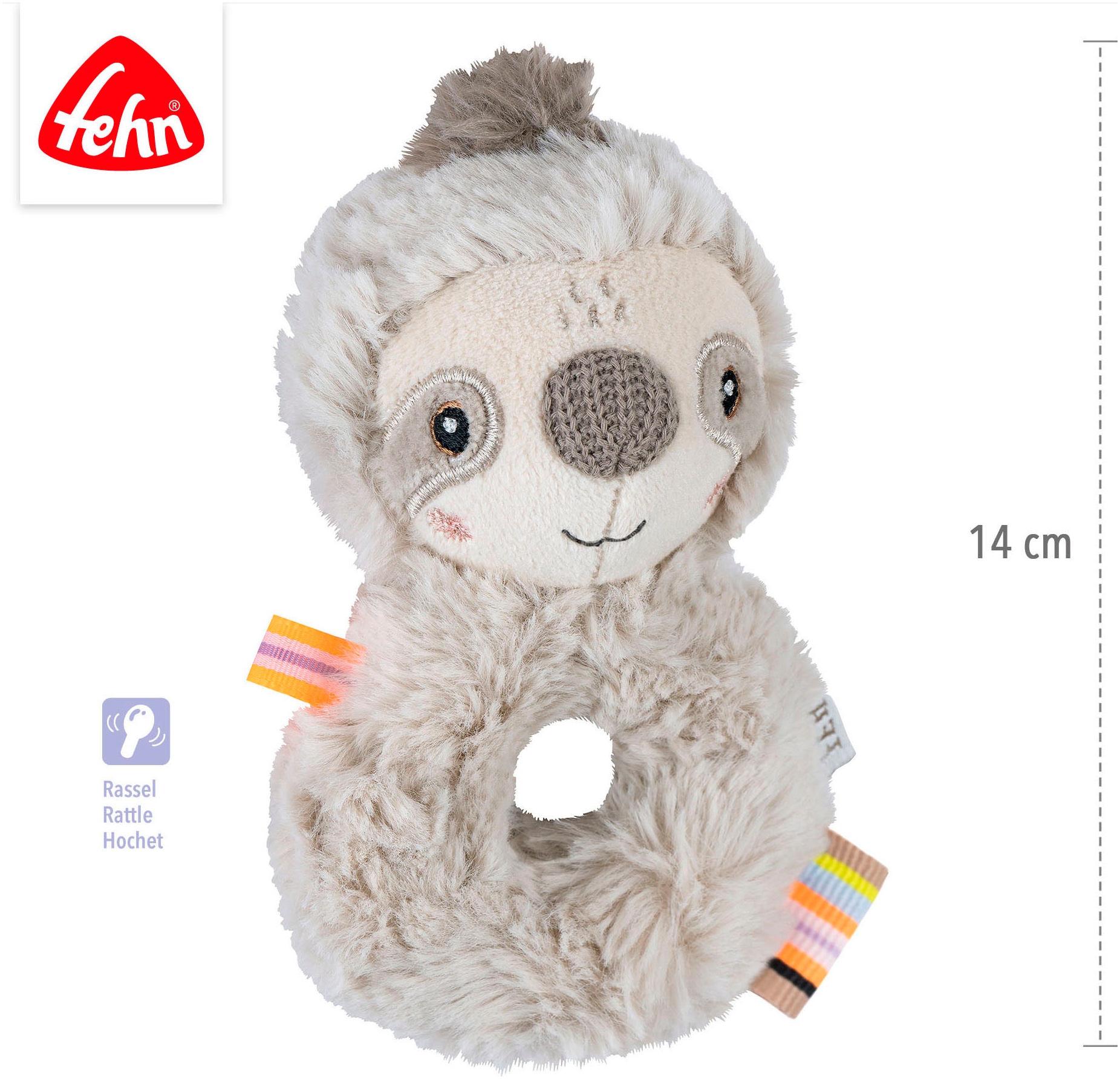 Fehn Greifspielzeug »Lazy, Crazy & Pink, Ring-Greifling Faultier«