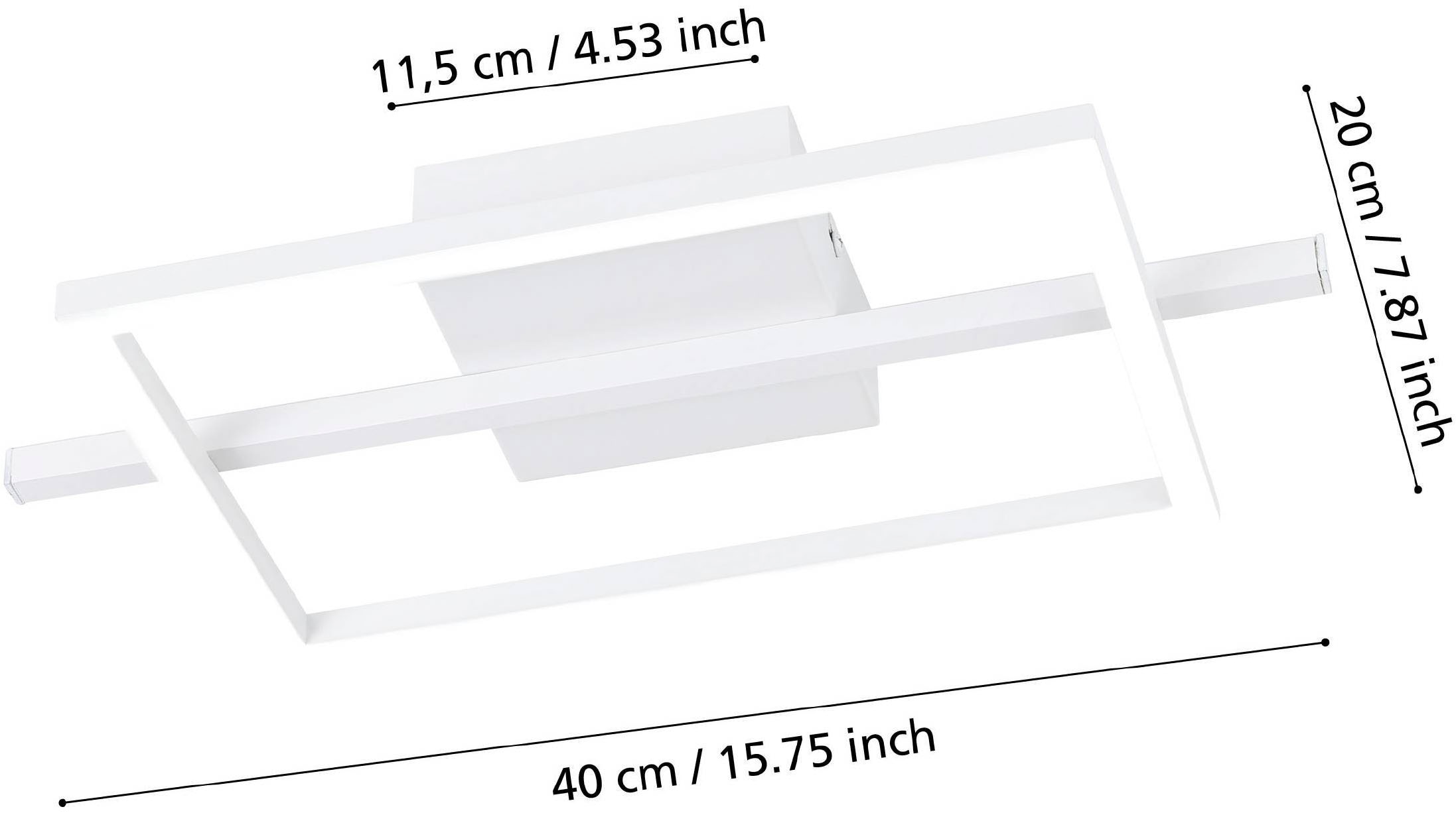 EGLO Deckenleuchte »Amandolo Deckenlampe RGB Backlight Fernbedienung inkl. geometrisch« LED-Modul 1 Stk. Kaltweiß | RGB Wand-/Deckenleuchte - L40 x B20 x H6,5 cm - weiß - 17W inkl.