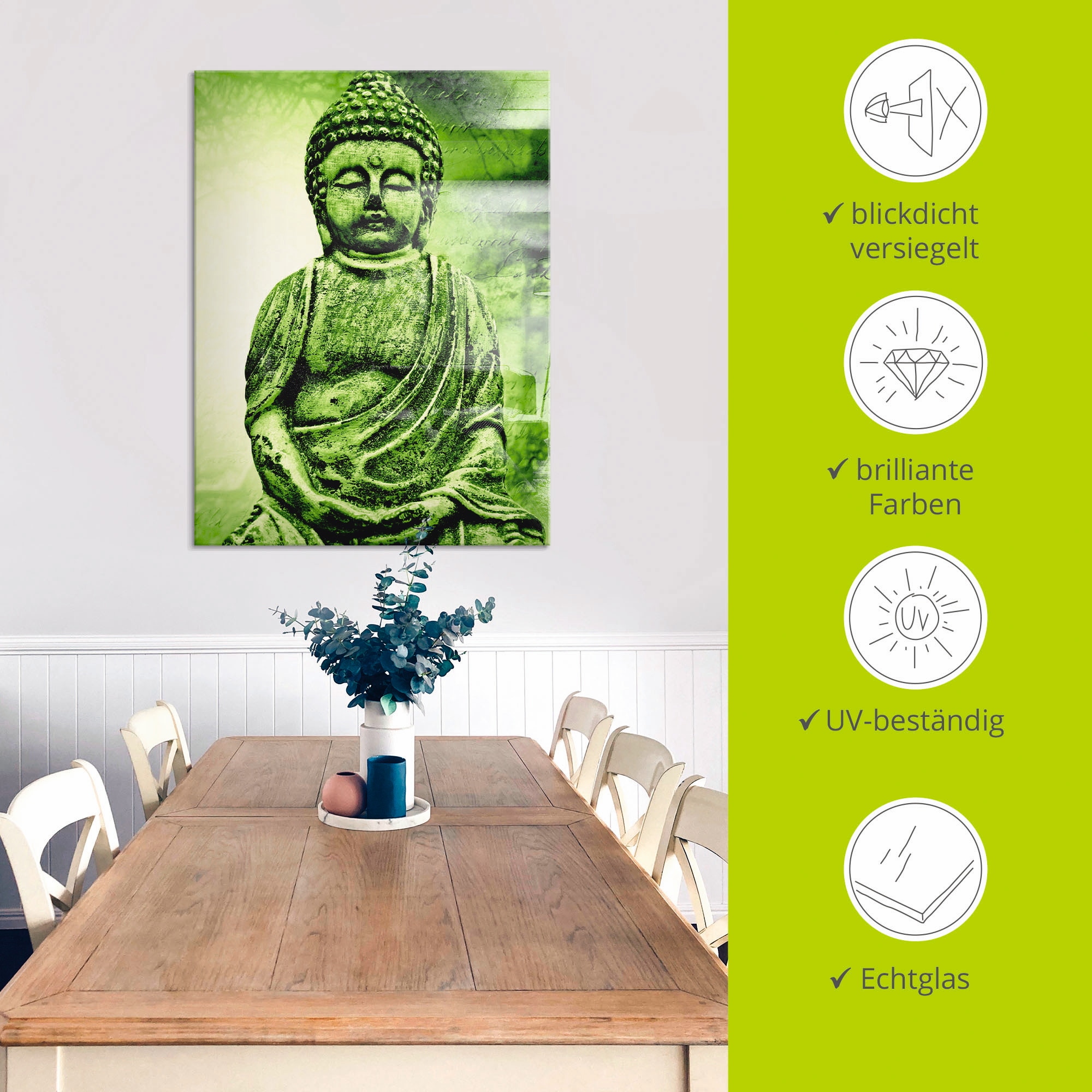 Artland Glasbild »Buddha«, Religion, (1 St.), in verschiedenen Größen