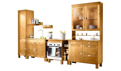Home affaire Küchen-Set »Oslo«, (7 St.), ohne E-Geräte, Breite 350 cm, aus massiver... kaufen