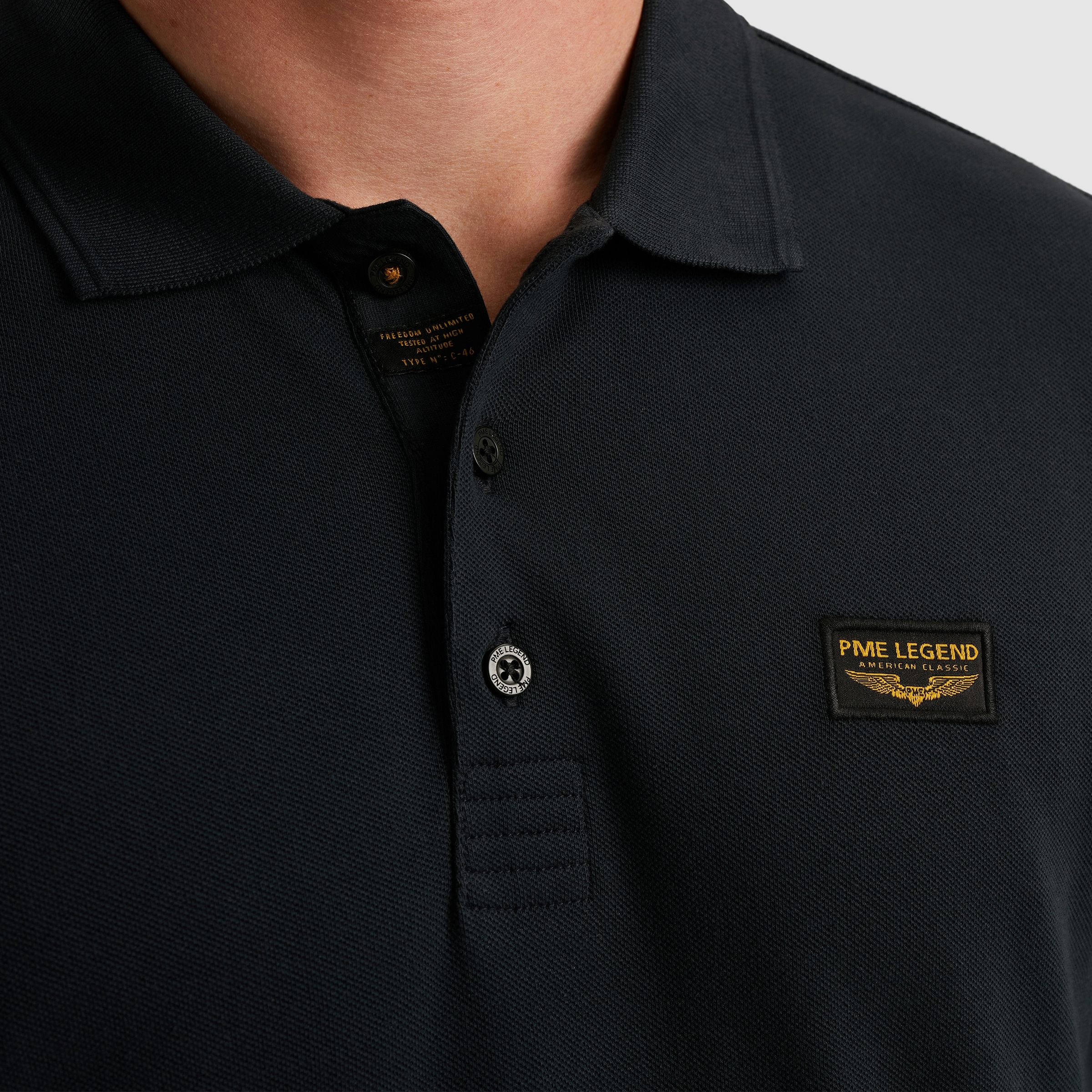 PME LEGEND Langarm-Poloshirt, mit Logo Stickerei