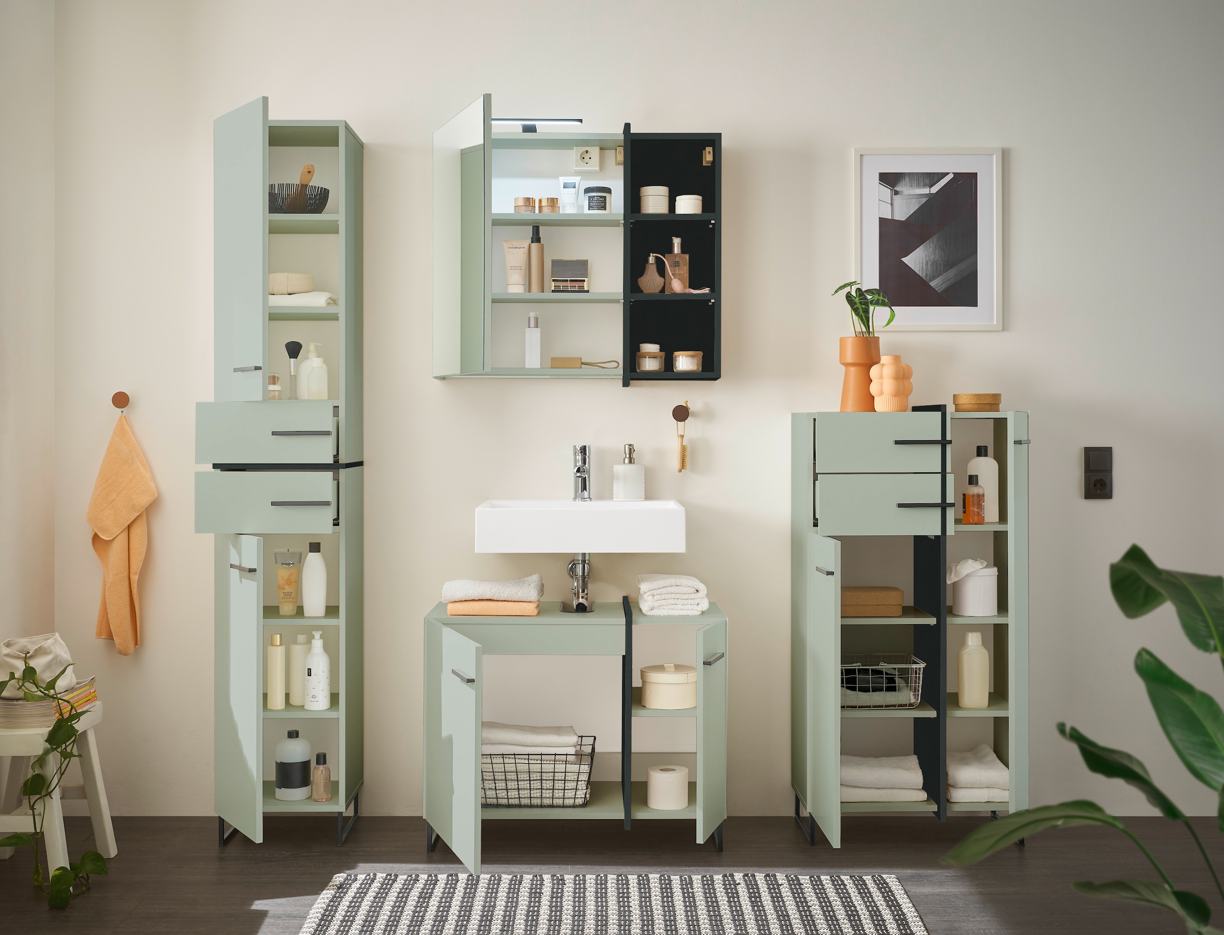 BASIC by Balculina Hochschrank »Palermo« 1 Stk. tlg. Breite 35cm, Softclose, Metallfüße