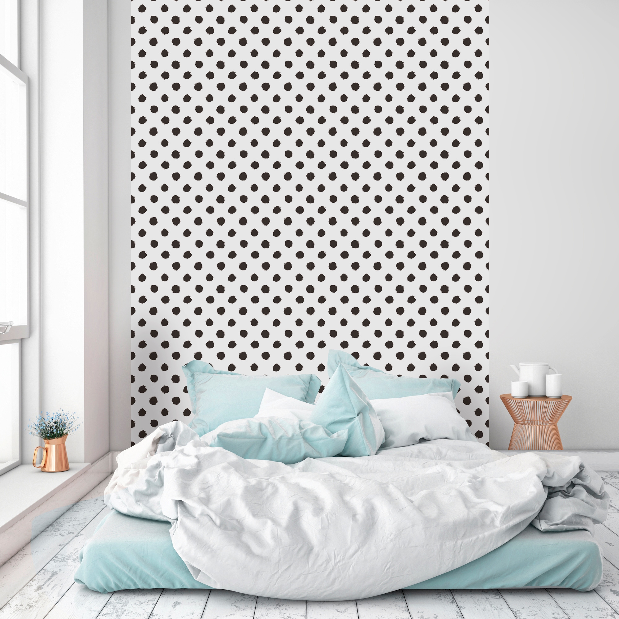 queence Vinyltapete »Cecilia«, bedruckt-Motiv-gemustert-3D-Optik-gepunktet, 90x250cm, selbstklebend, kinderleichte Anbringung, Sticker