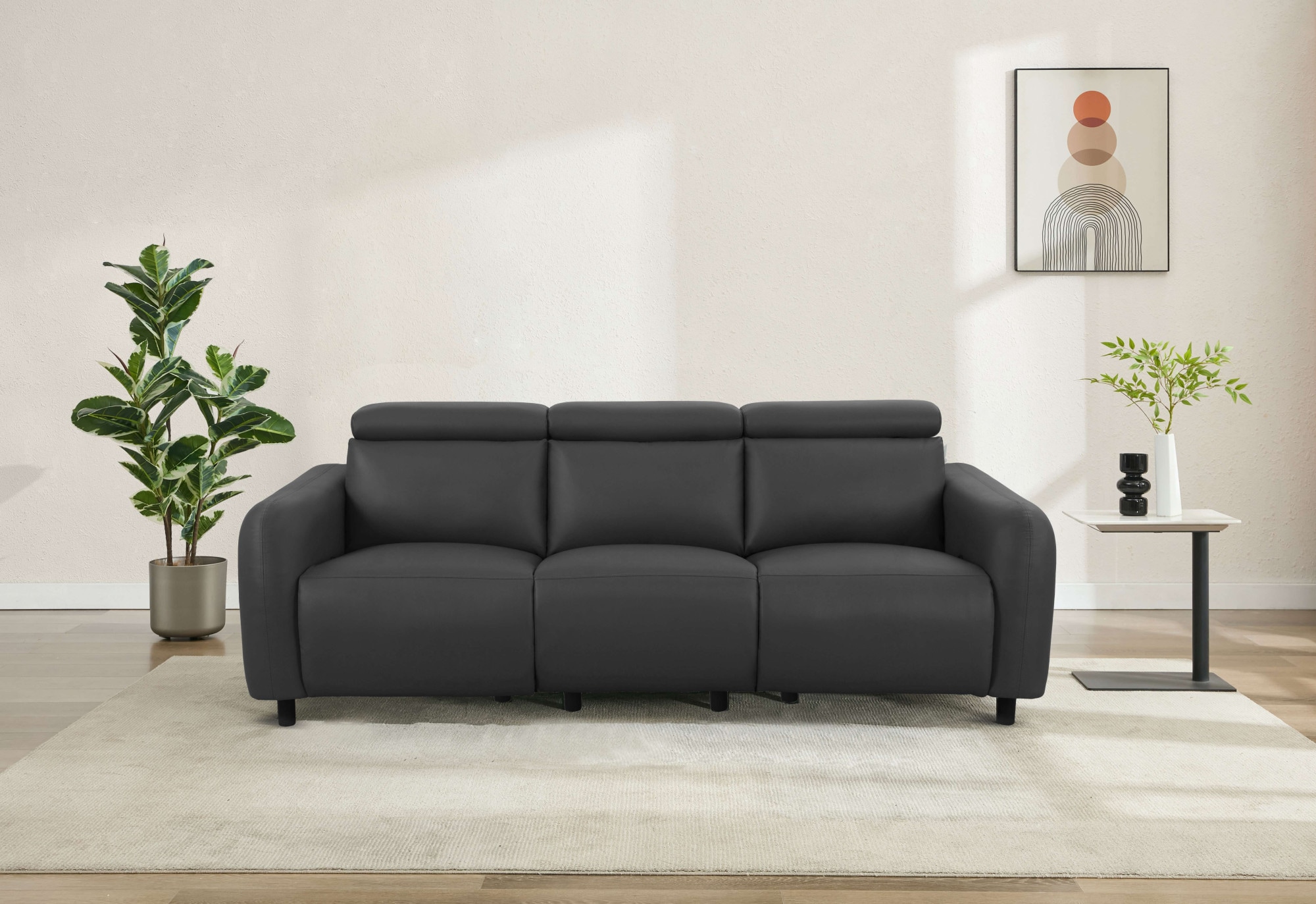 Home affaire 3-Sitzer »SKAANE Lederoptik, 229 cm, manuelle-u. elektrische Relaxfunktion«, Relax-Funktion in 2 Sitzen, Kopfteilverstellung, Federkernpolsterung