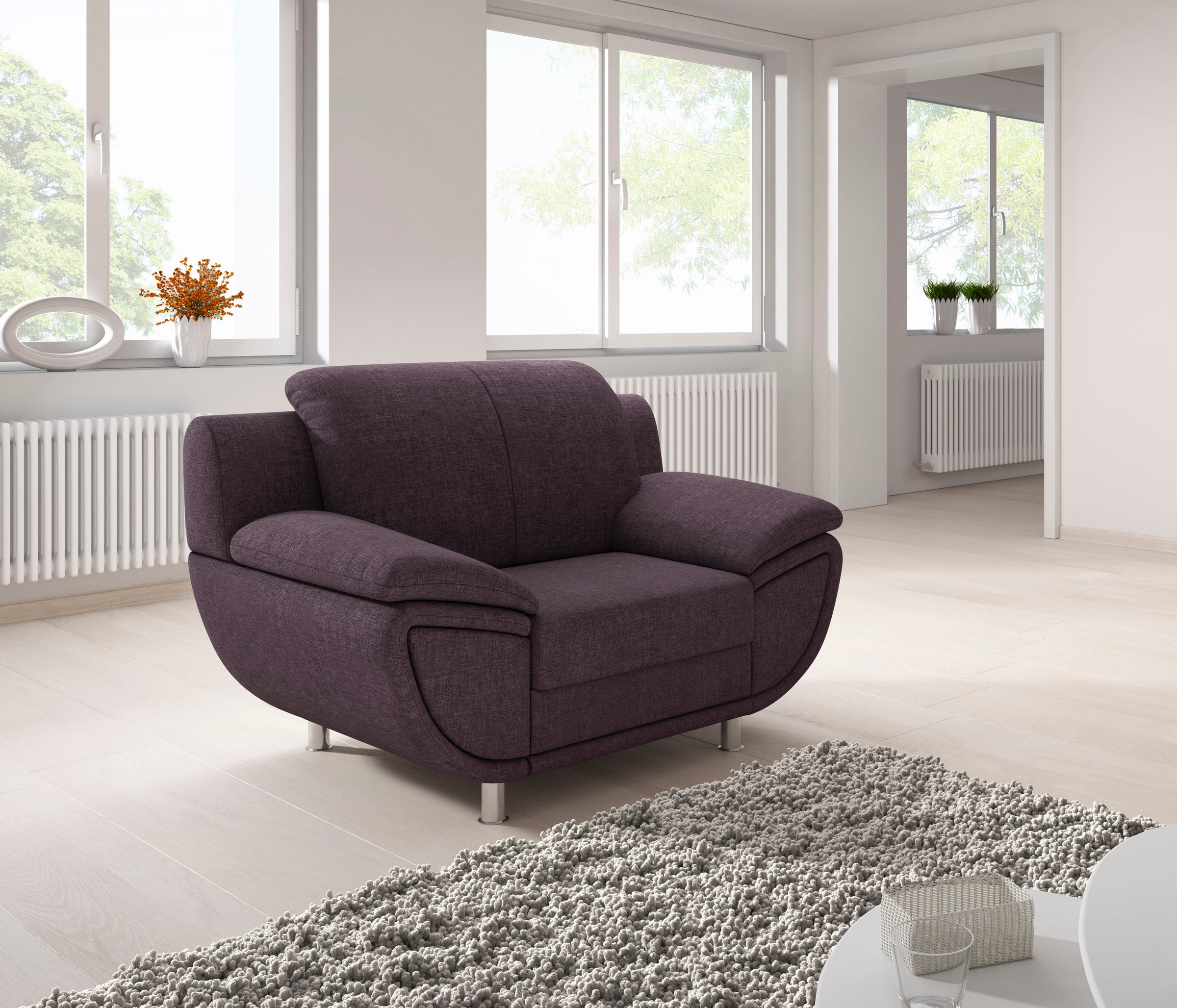 TRENDMANUFAKTUR Sessel »Rondo II, Loungesessel zeitlos und bequem«, wahlweise mit komfortablem Federkern, mit extra breiten Armlehnen