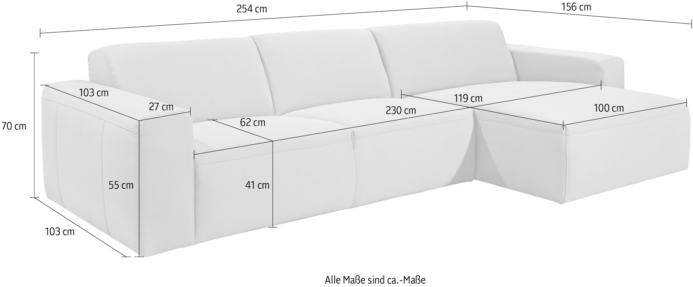 BETYPE Ecksofa »Be True, L-Form«, mit zeitlosem Design und tiefer Sitzfläche