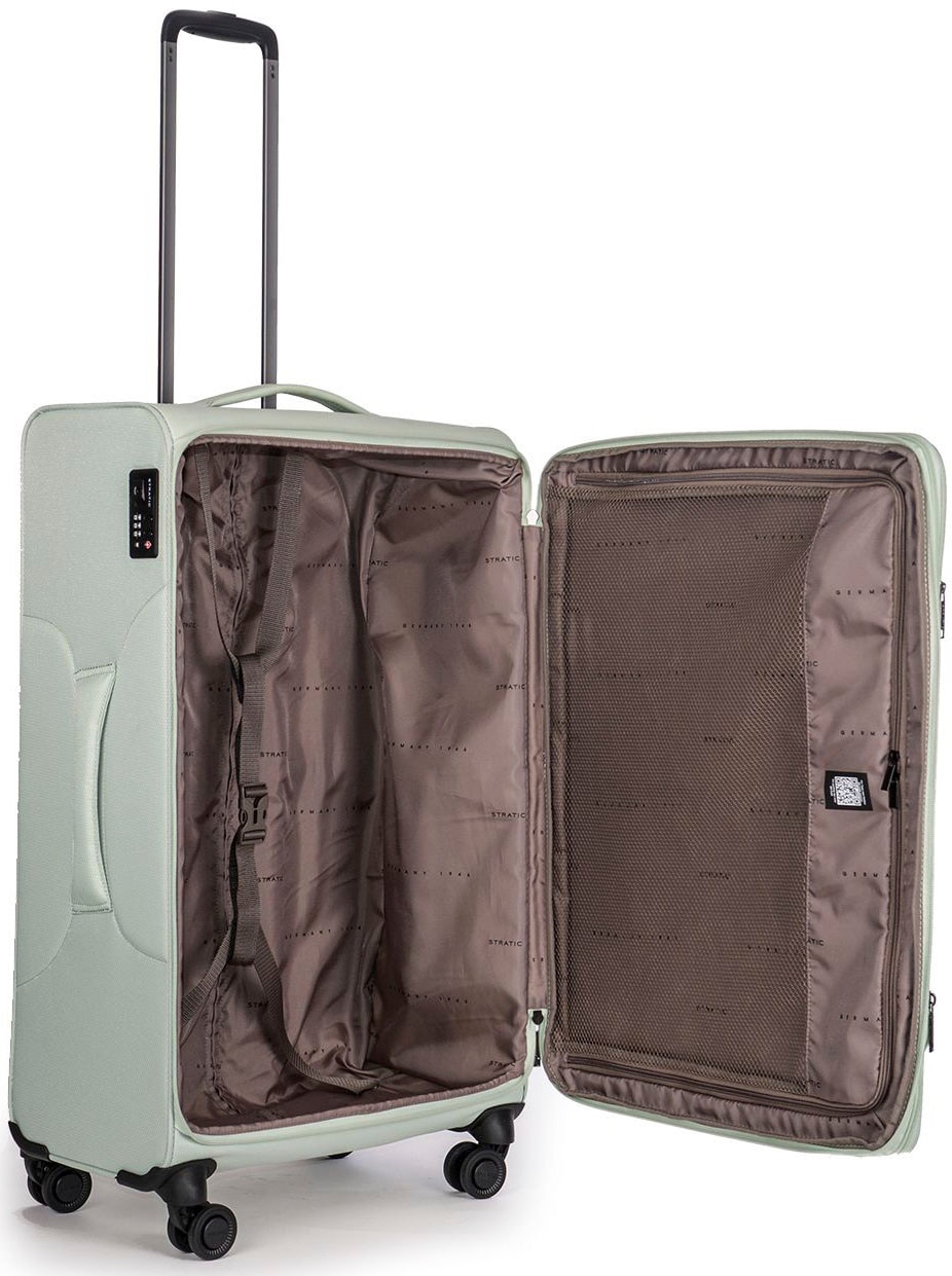 Stratic Weichgepäck-Trolley »Stratic Light + L, mint«, 4 Rollen, Reisekoffer großer Koffer Aufgabegepäck TSA-Zahlenschloss