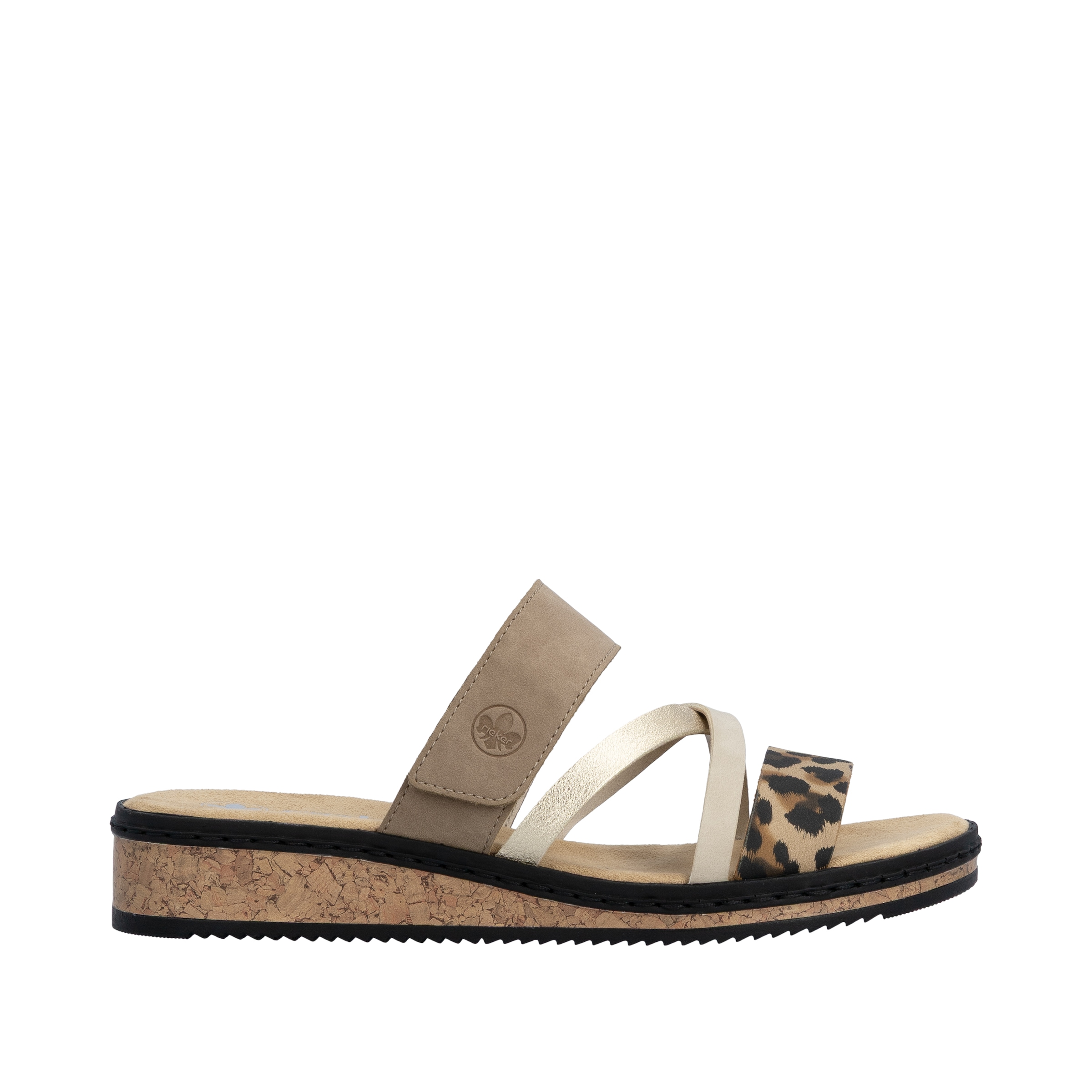 Rieker Pantolette  Keilabsatz, Sommerschuh, Schlappen mit Klettriemchen