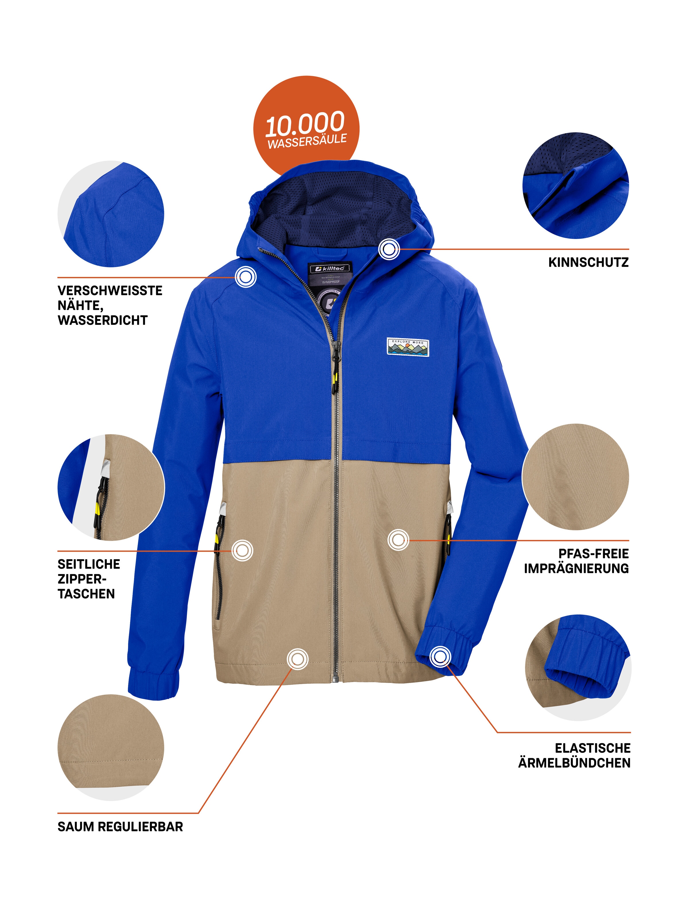 Killtec Funktionsjacke »KOS 141 BYS JCKT«, Wasserdichte Kinderjacke, Colourblock, reflektierend