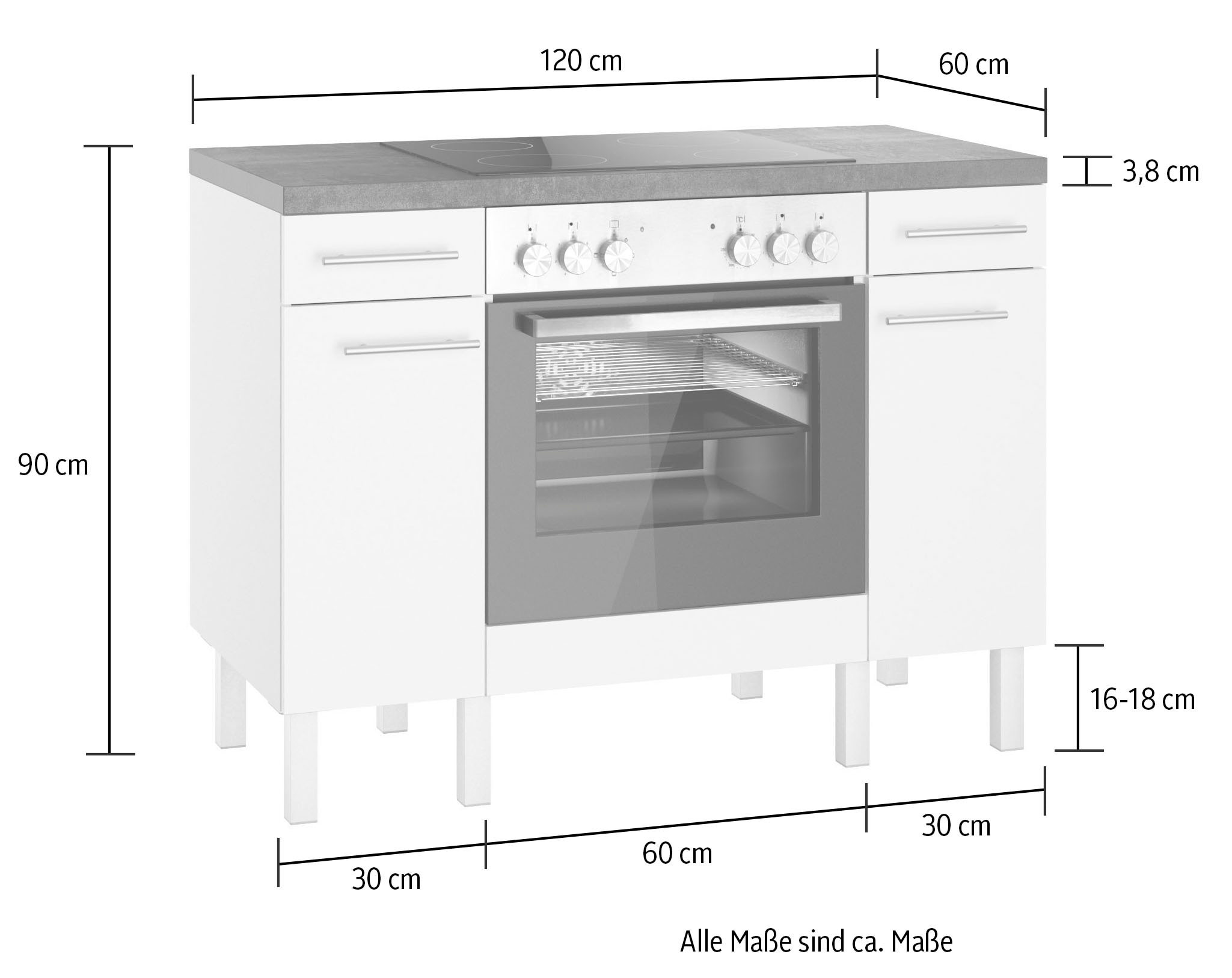 »Lilly2«, cm, Küche wahlweise bestellen bequem E-Geräten mit 120 Breite OPTIFIT