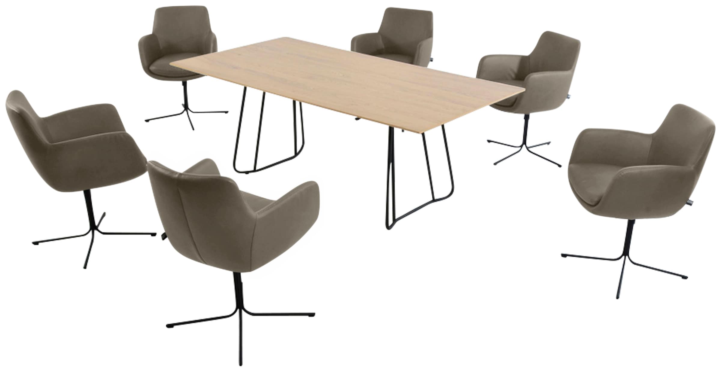 K+W Komfort & Wohnen Drehstuhl »Pego«, Leder CLOUD, filigranem 4-Fuß-Gestell in schwarz