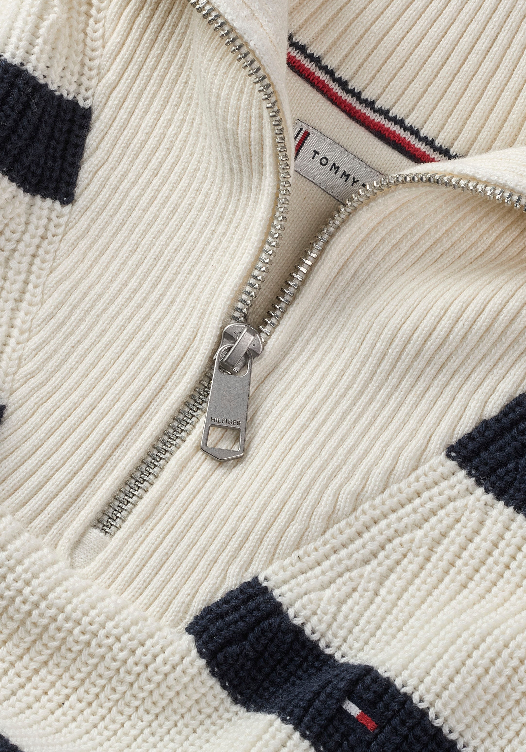 Tommy Hilfiger Troyer »STRIPE HALF ZIP SWEATER«, Kinder bis 16 Jahre mit Logoprägung