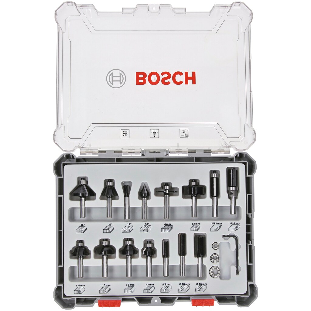 Bosch Professional Fräser-Set »Mixed«, (15 tlg.), 6-mm-Schaft