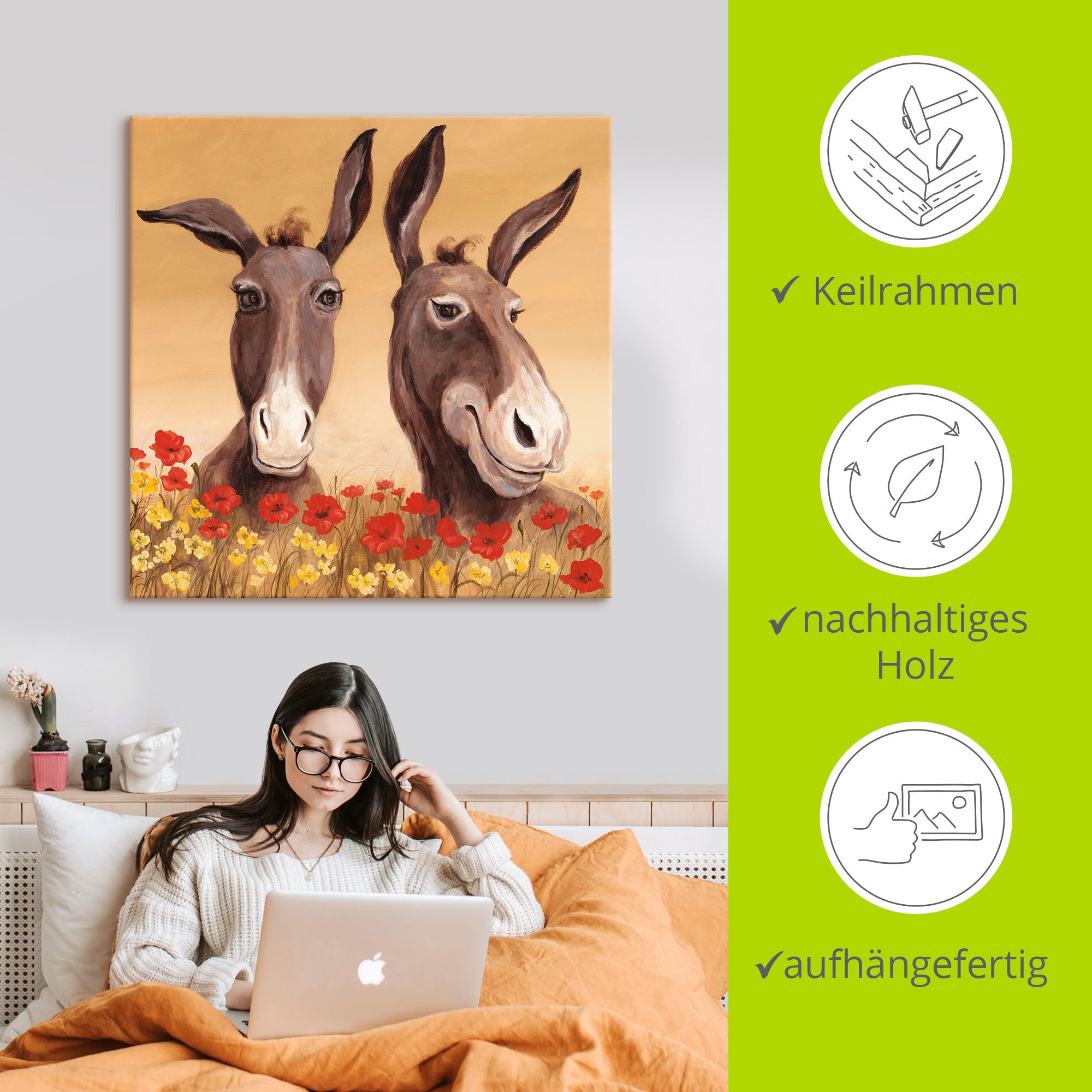 Artland Wandbild »Esel« Haustiere 1 Stk. tlg. als Alubild, Leinwandbild in verschied. Größen