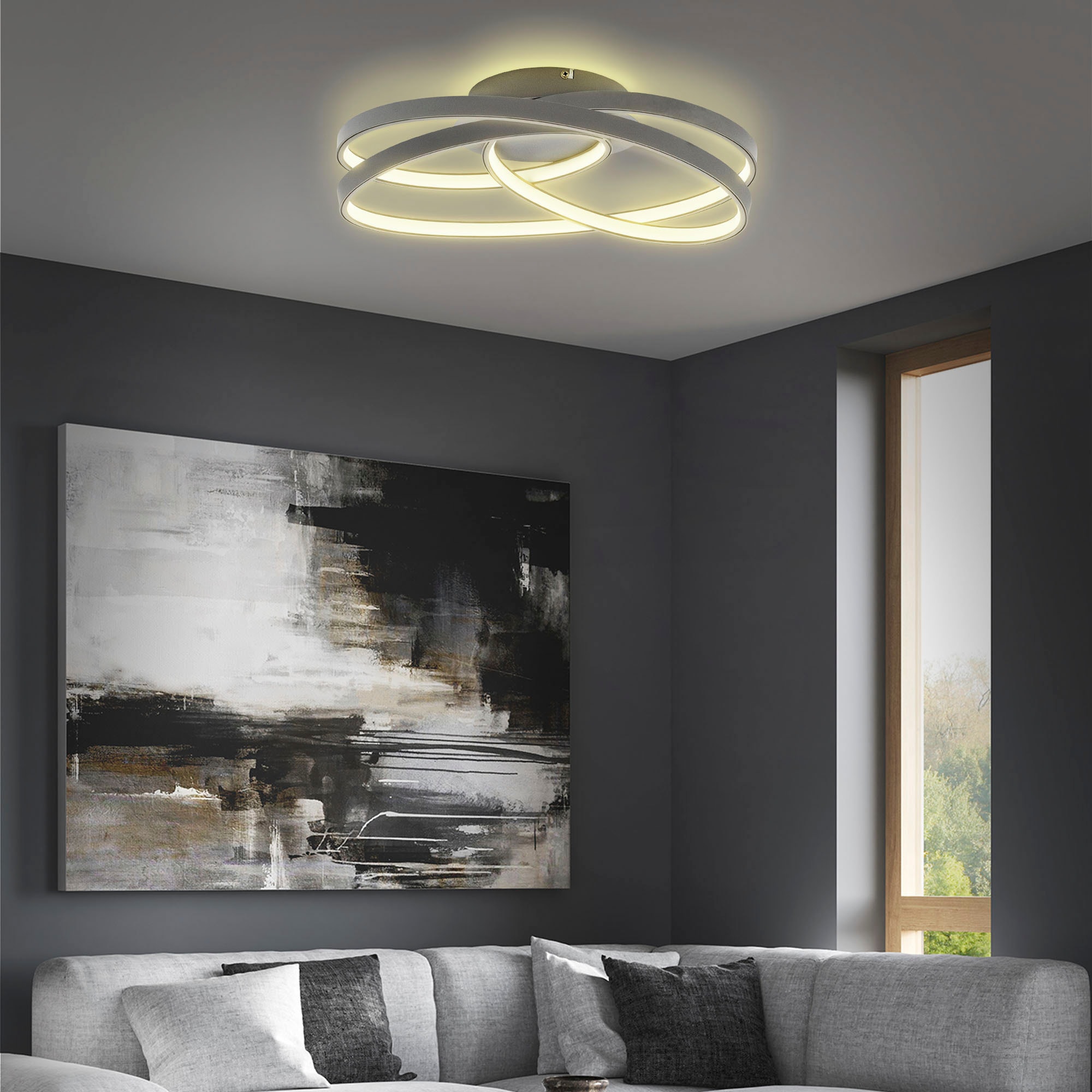 B.K.Licht LED Deckenleuchte »BK_FR1540 LED Frame-Deckenlampe, Ringleuchte, Silber, 3.000K«, 1 flammig, Leuchtmittel LED-Modul | LED fest integriert, 4.600lm, 35W, mit warmweißen Licht, IP20, B: 39,5cm