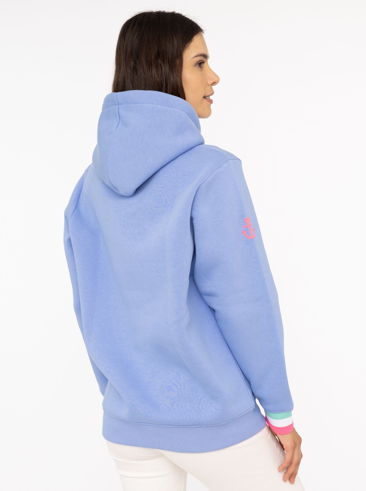 Zwillingsherz Hoodie »"Bailey"«, Aufschrift "Moin", Anker am Ärmel, Neonfarbige Bündchen am Ärmel