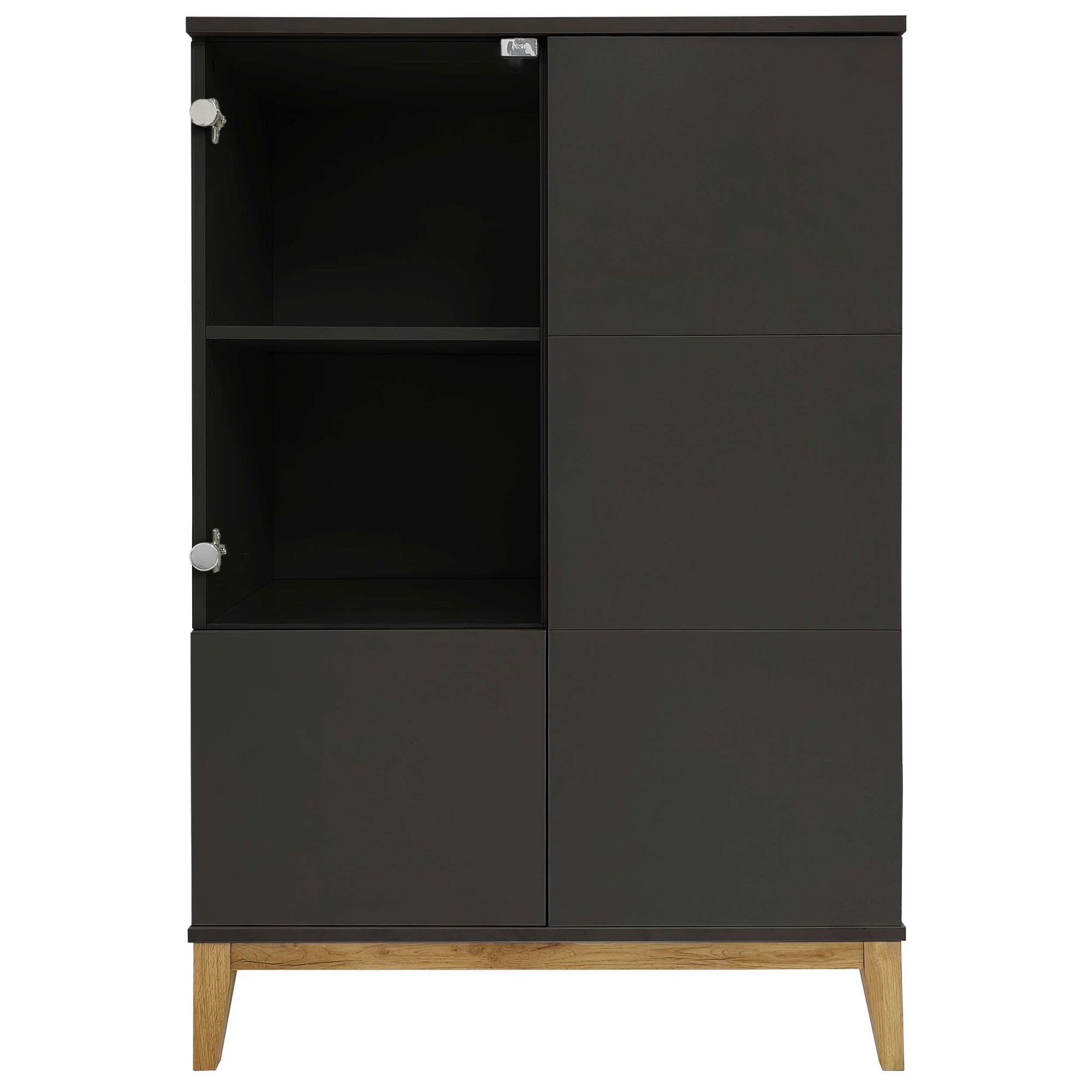 andas Highboard »Maryd« Kommode, Midischrank, m. Glas- u. Holztüren, Einlegeböden, Breite 80cm