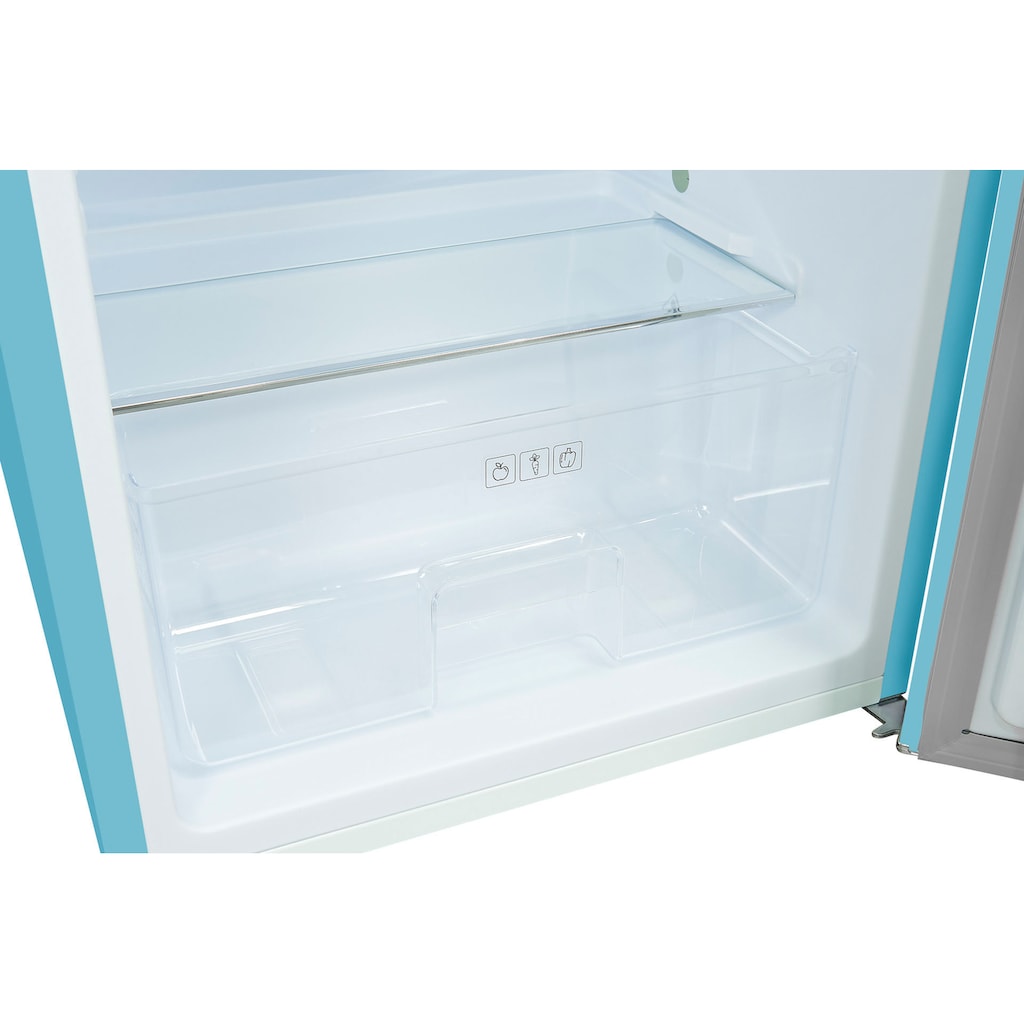 exquisit Kühlschrank »RKS120-V-H-160F«, RKS120-V-H-160F taubenblau, 89,5 cm hoch, 55 cm breit