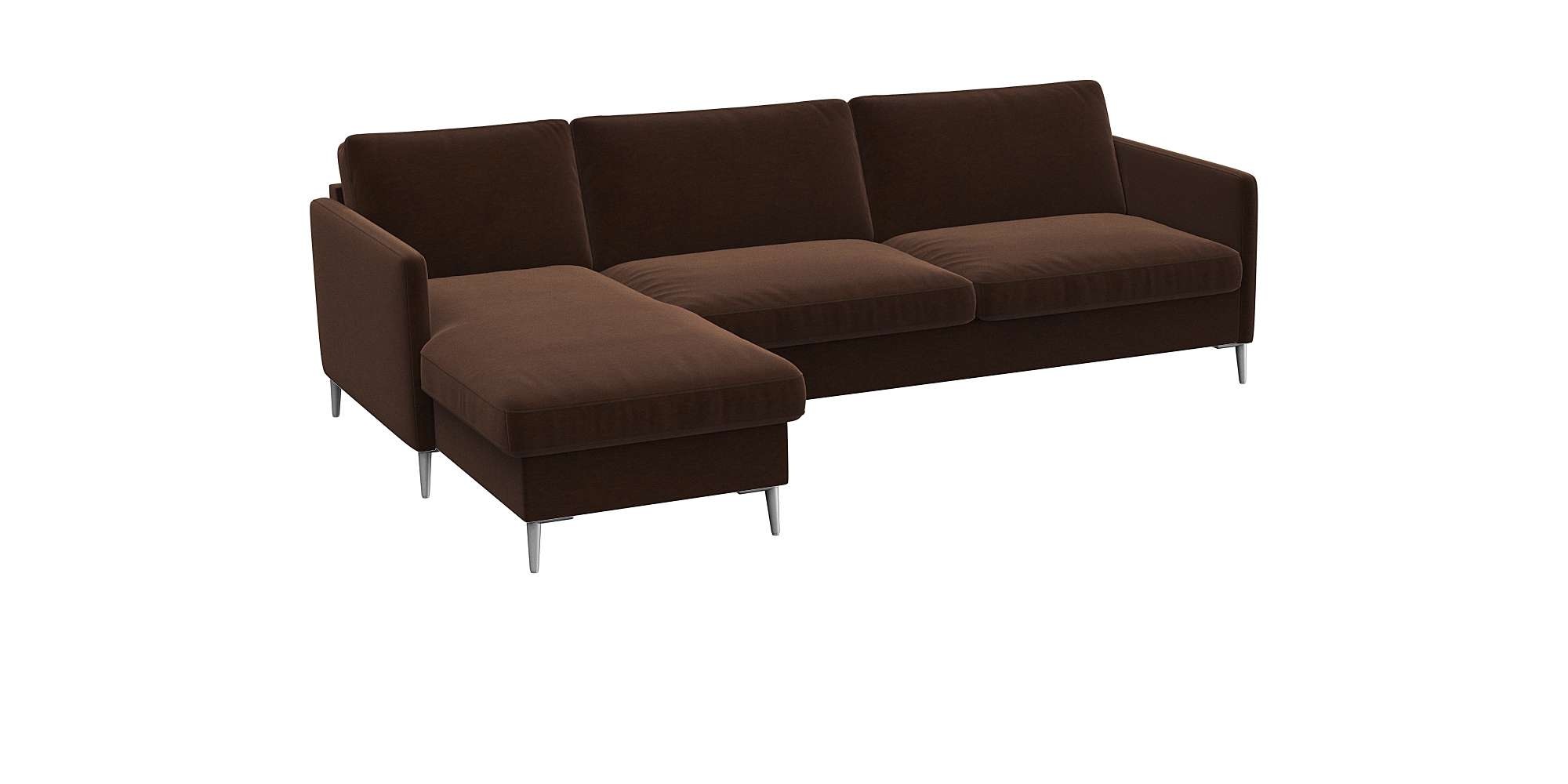 FLEXLUX Ecksofa »Fiore, L-Form, bequem und komfortabel durch hochwertigem Sitzaufbau«, schmale Armlehnen, Kaltschaum, Füße Alu