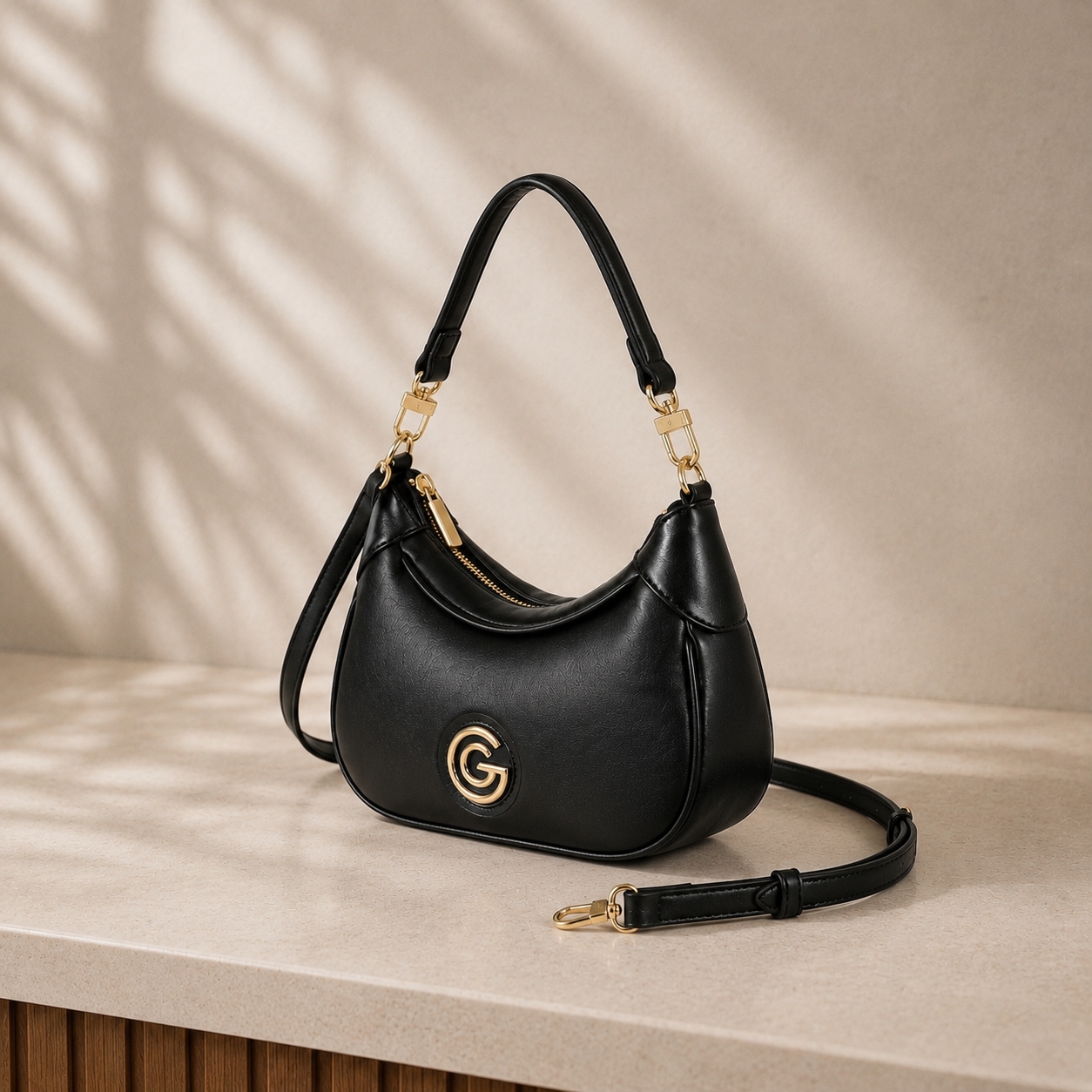 GABRIELLA G By Gabriella Gucci Hobo »CARLA« Damen Schultertasche, Umhängetasche mit G-Logo-Schmuckelement