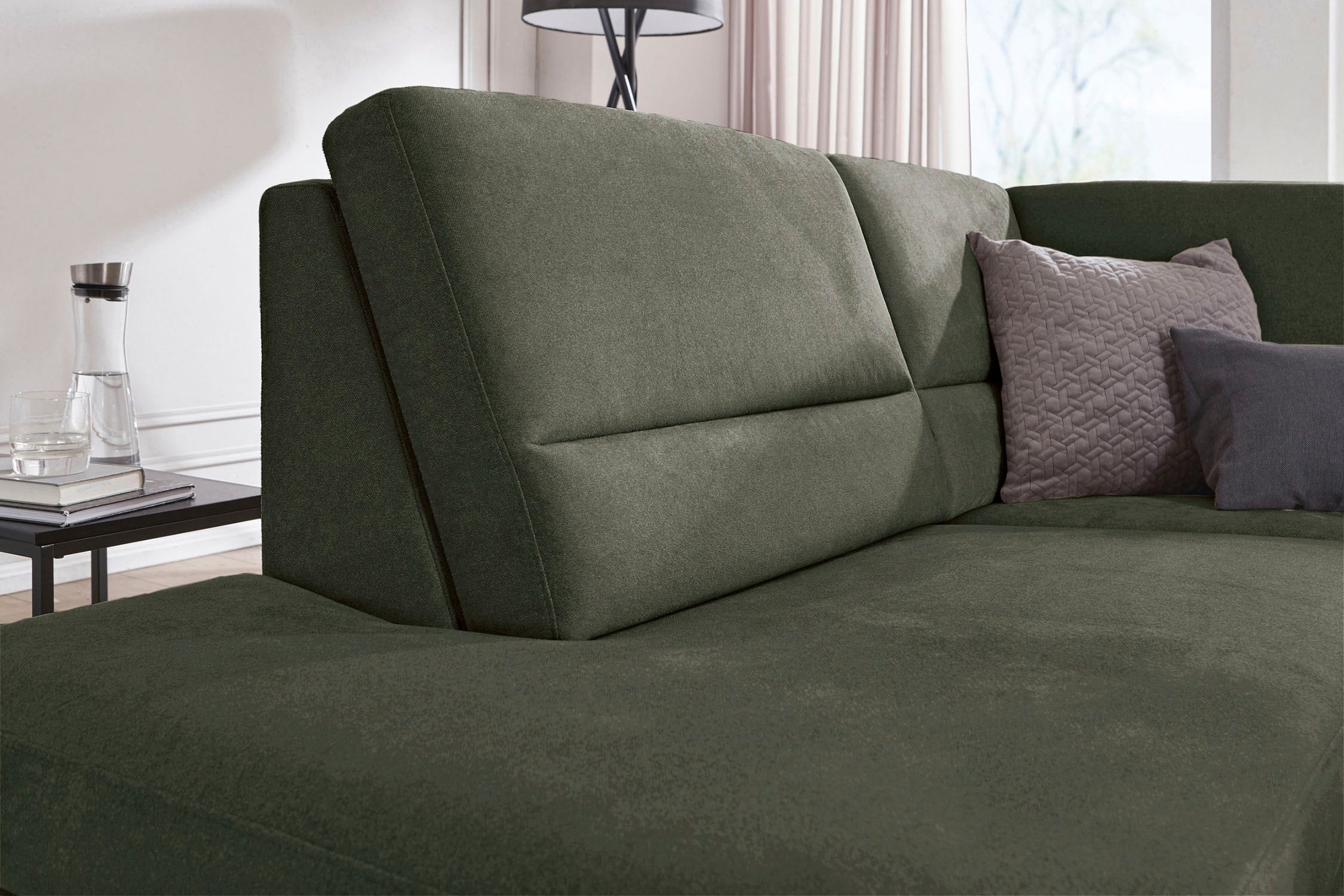 CALIZZA INTERIORS Ecksofa »Onyx L-Form«, Ottomane links oder rechts, wahlweise mit Bettfunktion, Breite 257 cm