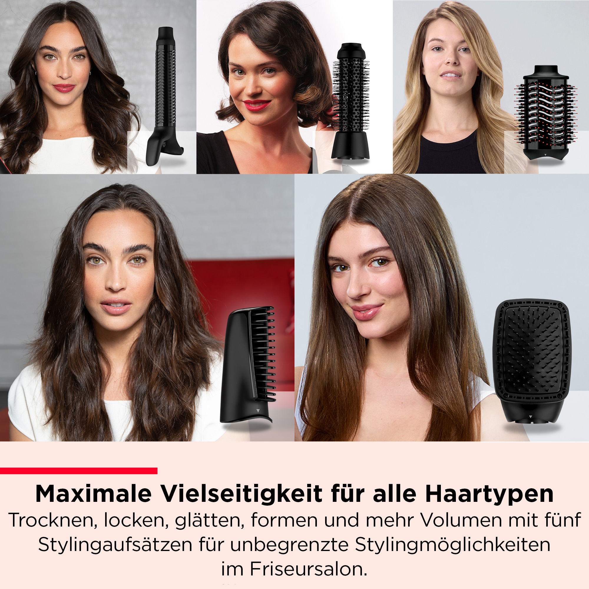 Revlon Multihaarstyler »ONE-STEP™ Air Styler 5-in-1 mit Revlon Original-Kopf - RVDR5371E«, 5 Aufsätze, Unbegrenzte Frisiermöglichkeiten dank 5 hochwertigen Stylingköpfen